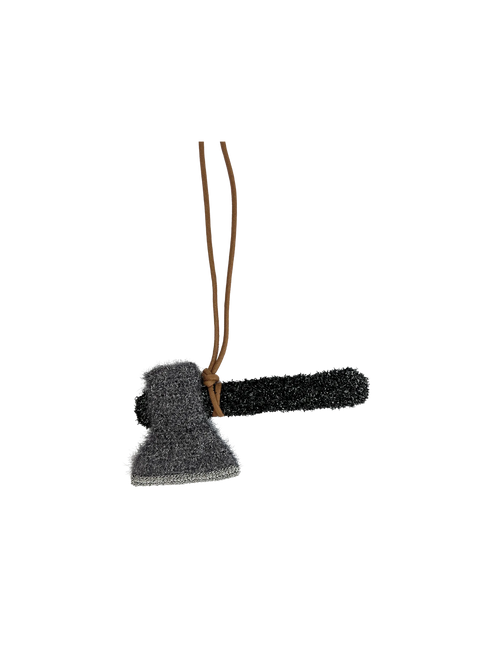 Axe handmade bag charm, front view