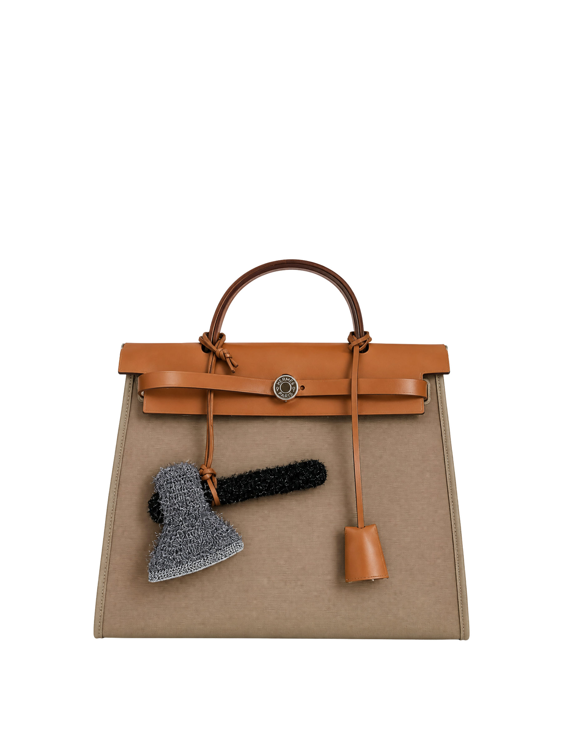Axe handmade charm worn on a bag