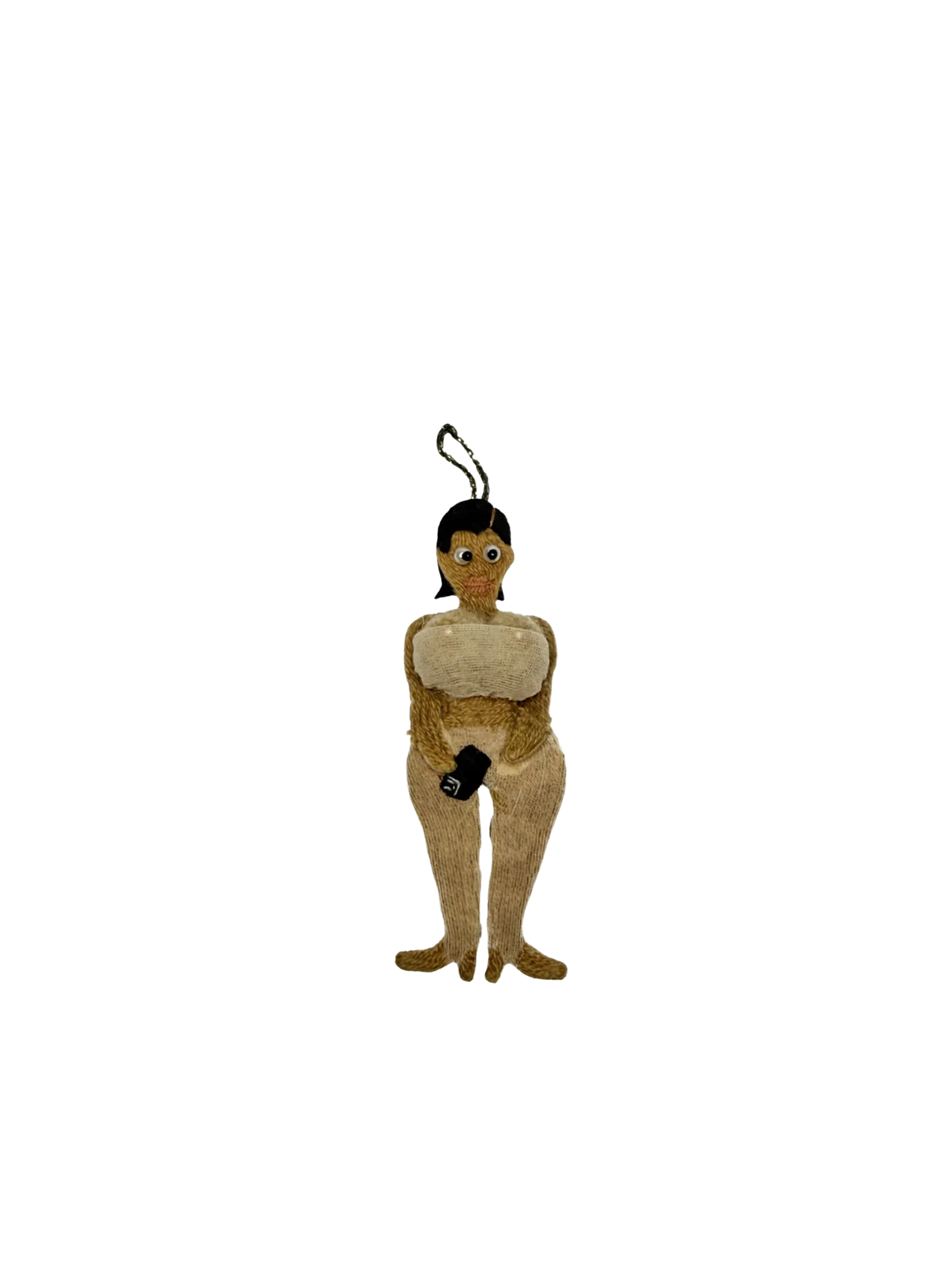 Nude Bibi handmade doll bag charm, front view