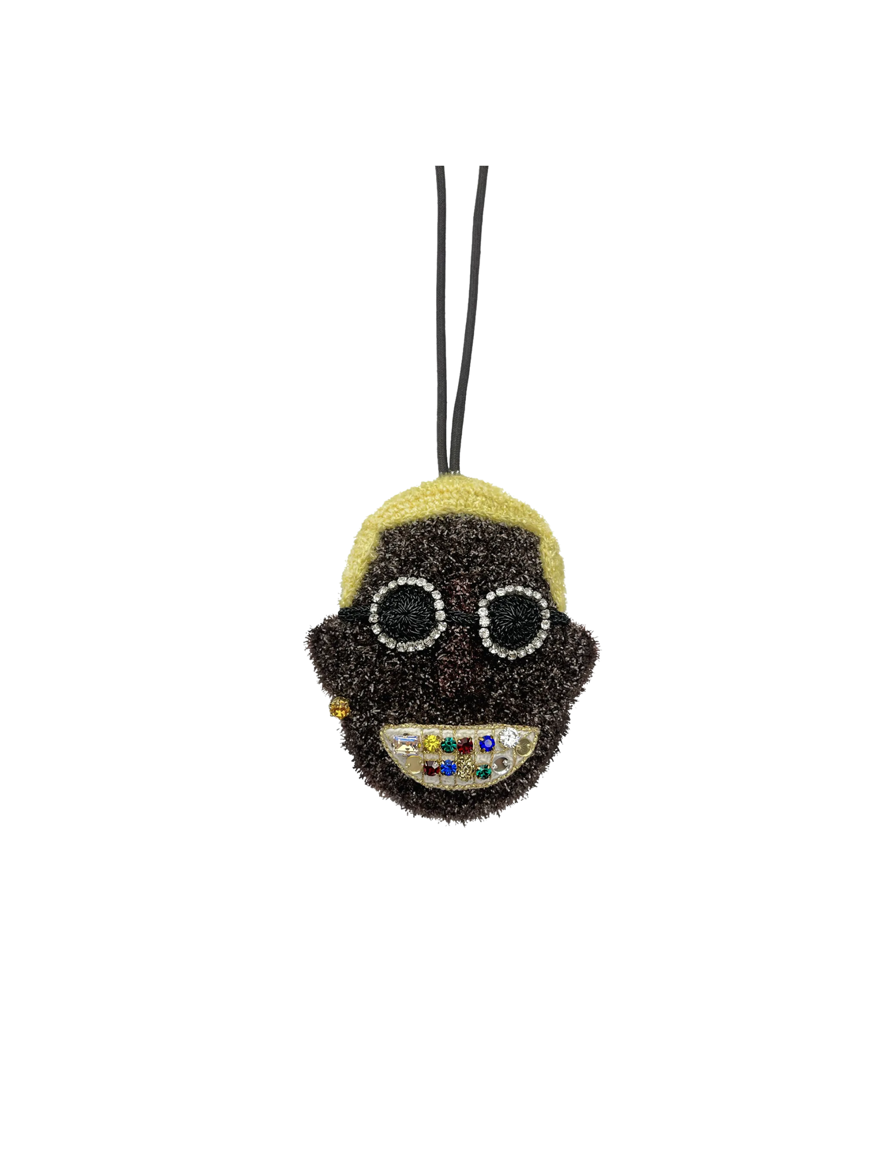 Bling Smiley handmade bag charm, front view