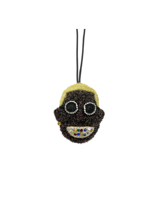 Bling Smiley handmade bag charm, front view