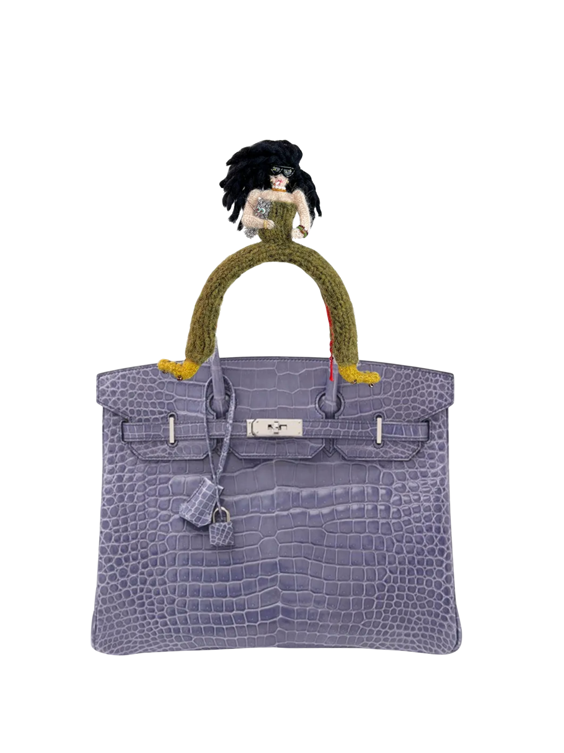 Crazy Girl handmade handle charm worn on a bag