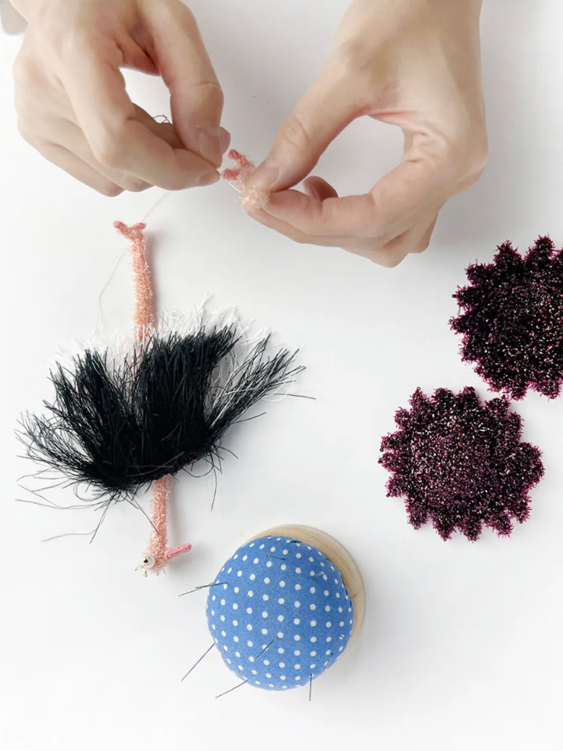 Handmade doll bag handle charm material detail