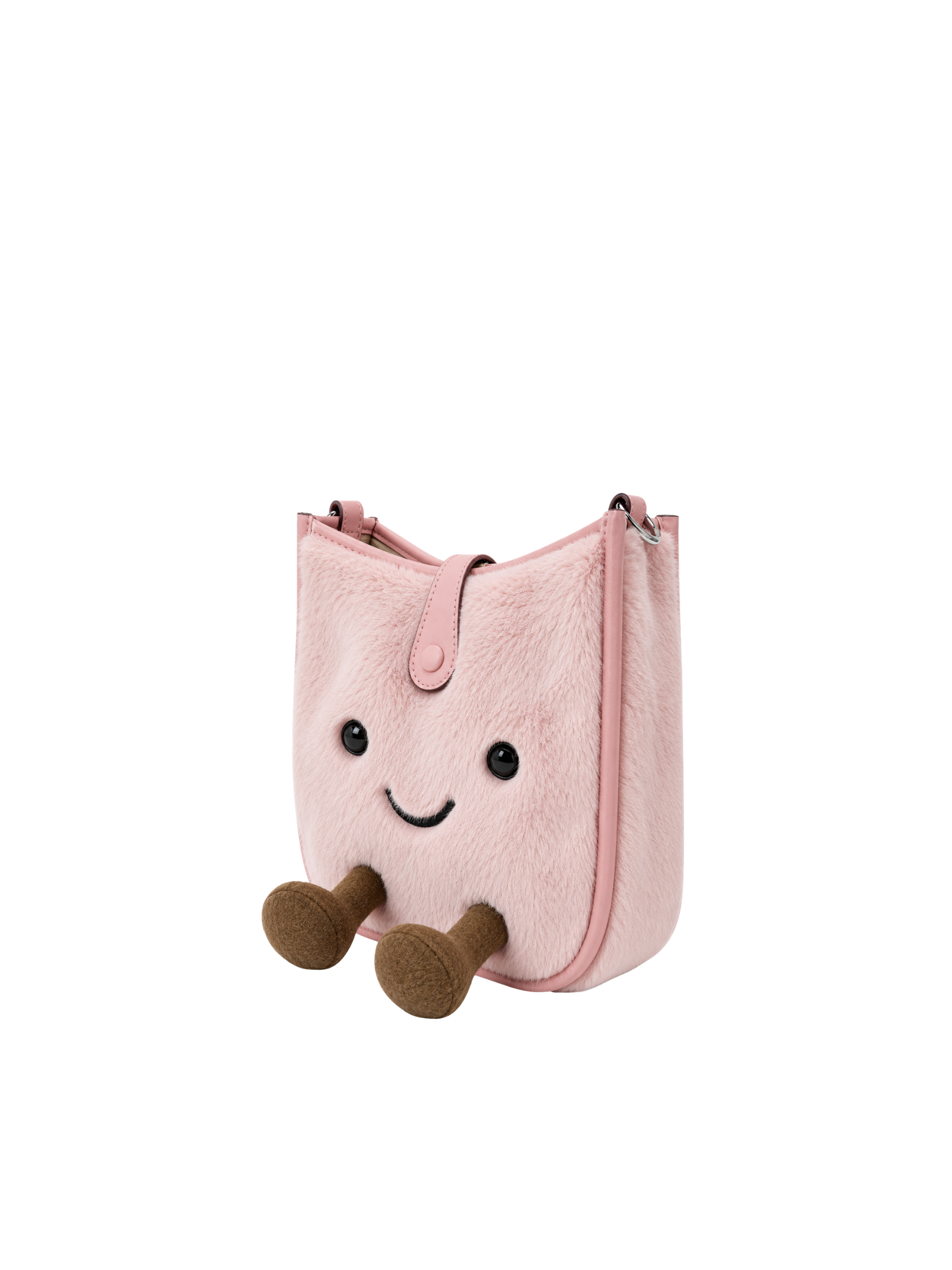 Jellykin 17 Faux Fur Calf Leather-Trim Messenger Bag in Candy, side view