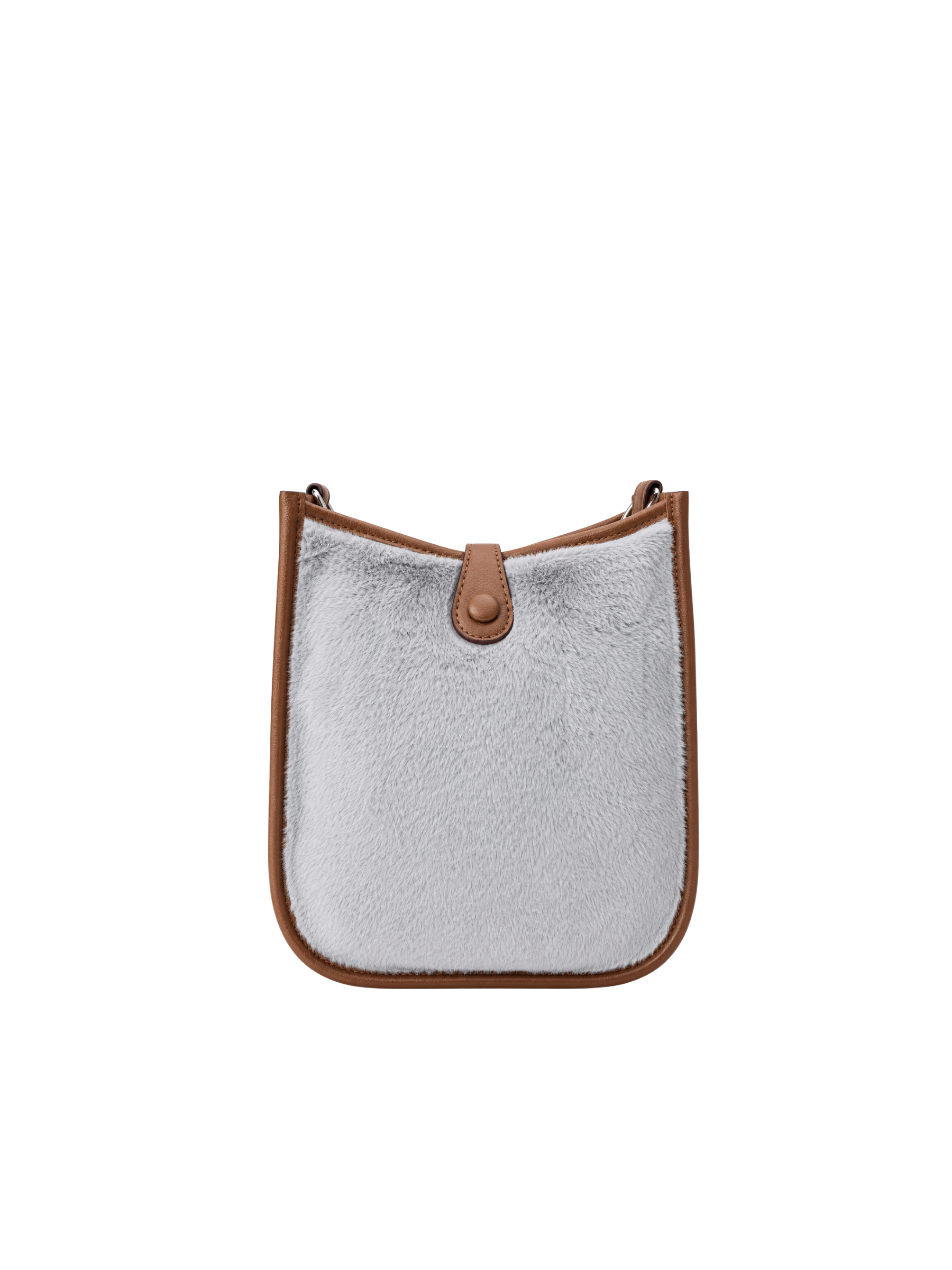 Jellykin 17 Faux Fur Calf Leather-Trim Messenger Bag in Mochi, back view