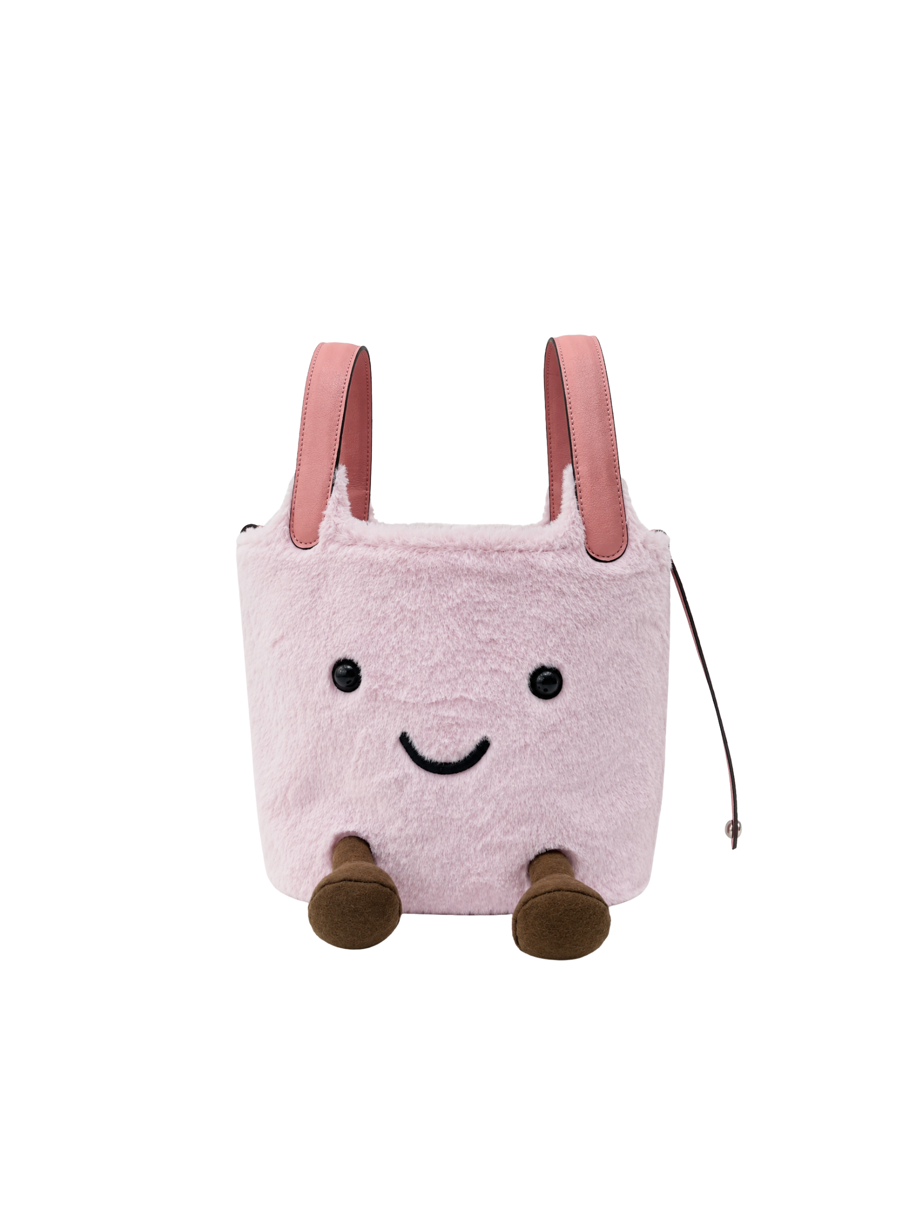 Jellykin 18 Faux Fur Calf Leather-Trim Bucket Bag in Candy, front view