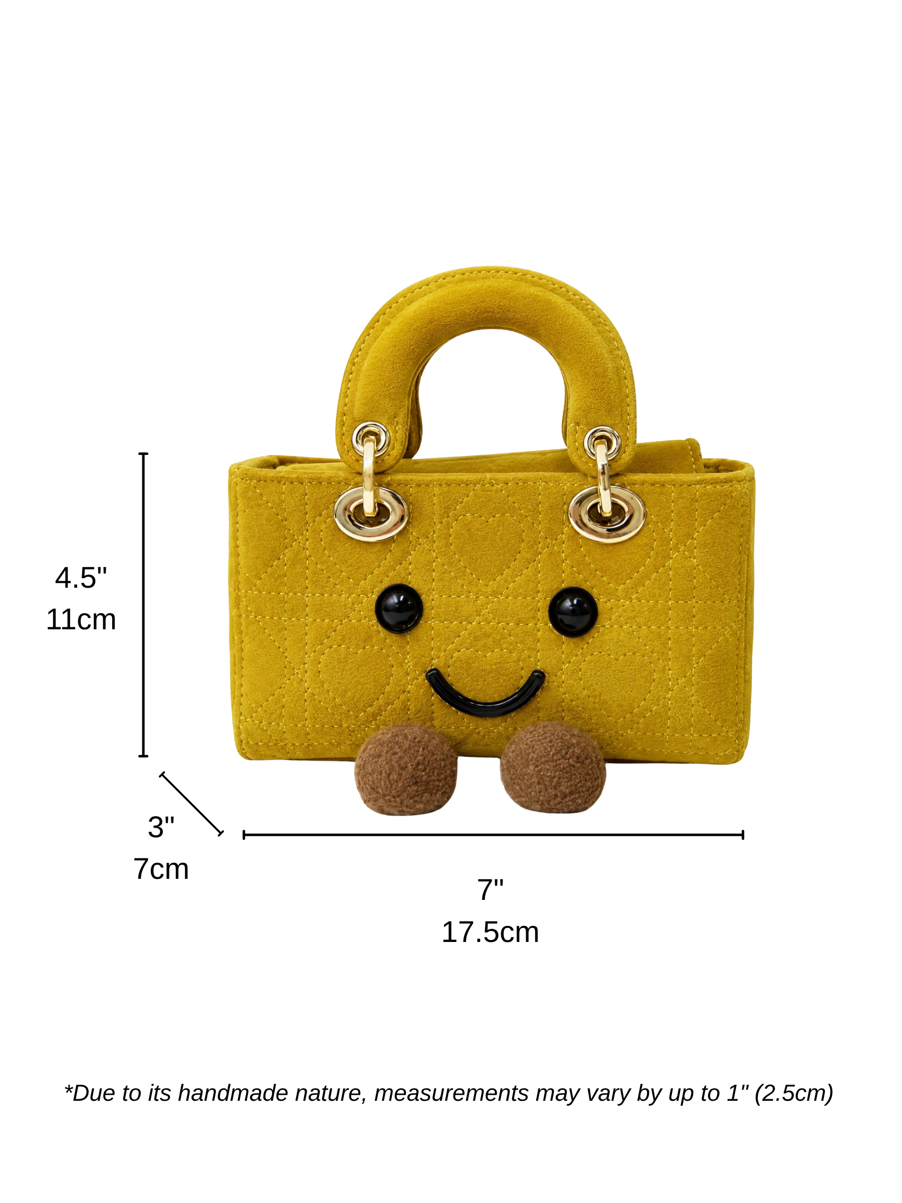 Jellykin 18 Yellow Suede Leather Lady Bag - Size Chart