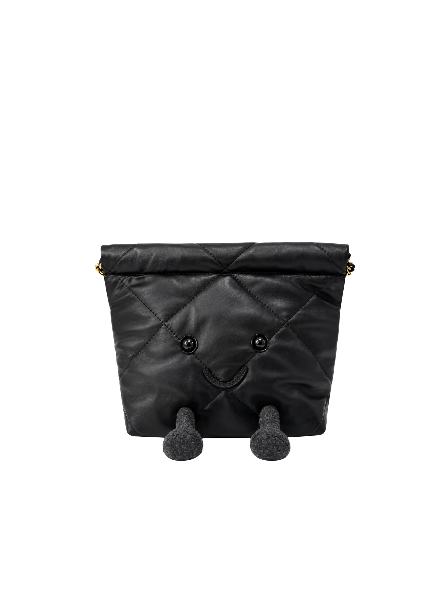 Jellykin 18 Leather Shopping Bag in Caviar — Front View