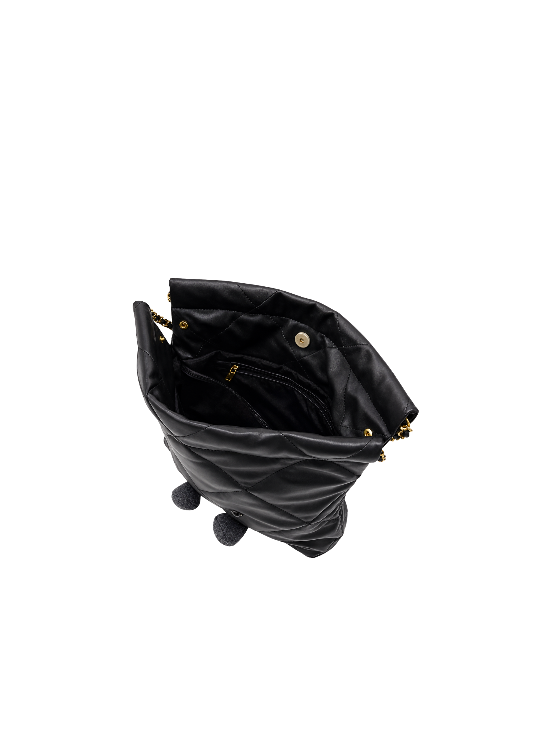 Jellykin 18 Leather Shopping Bag in Caviar — Interior View