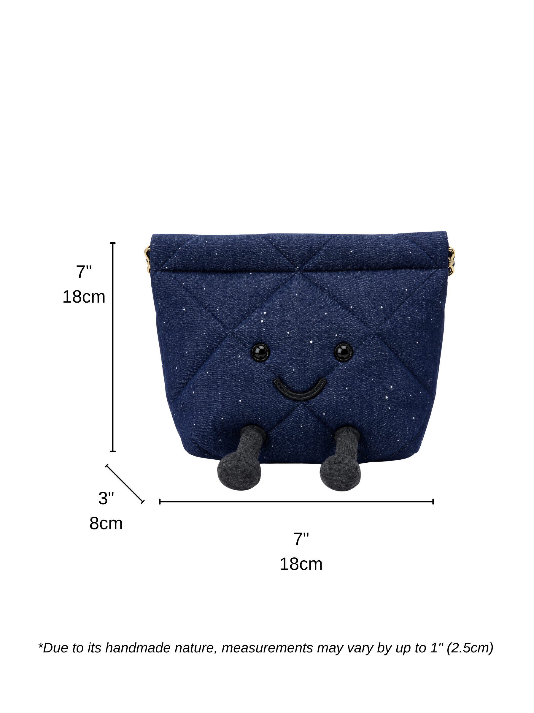 Jellykin 18 Denim Shopping Bag in Diamond Denim — Size Reference