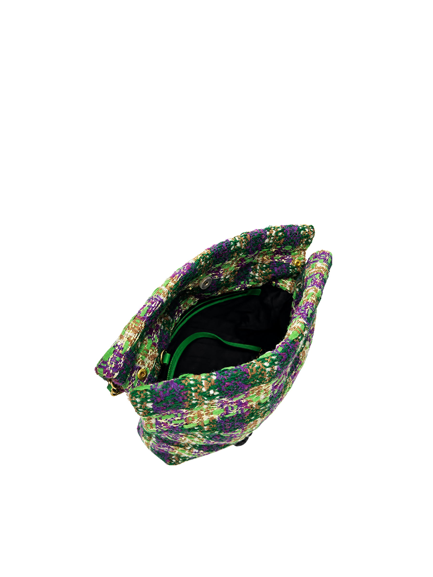 Jellykin 18 Plaid Shopping Bag in Avocado — Interior View