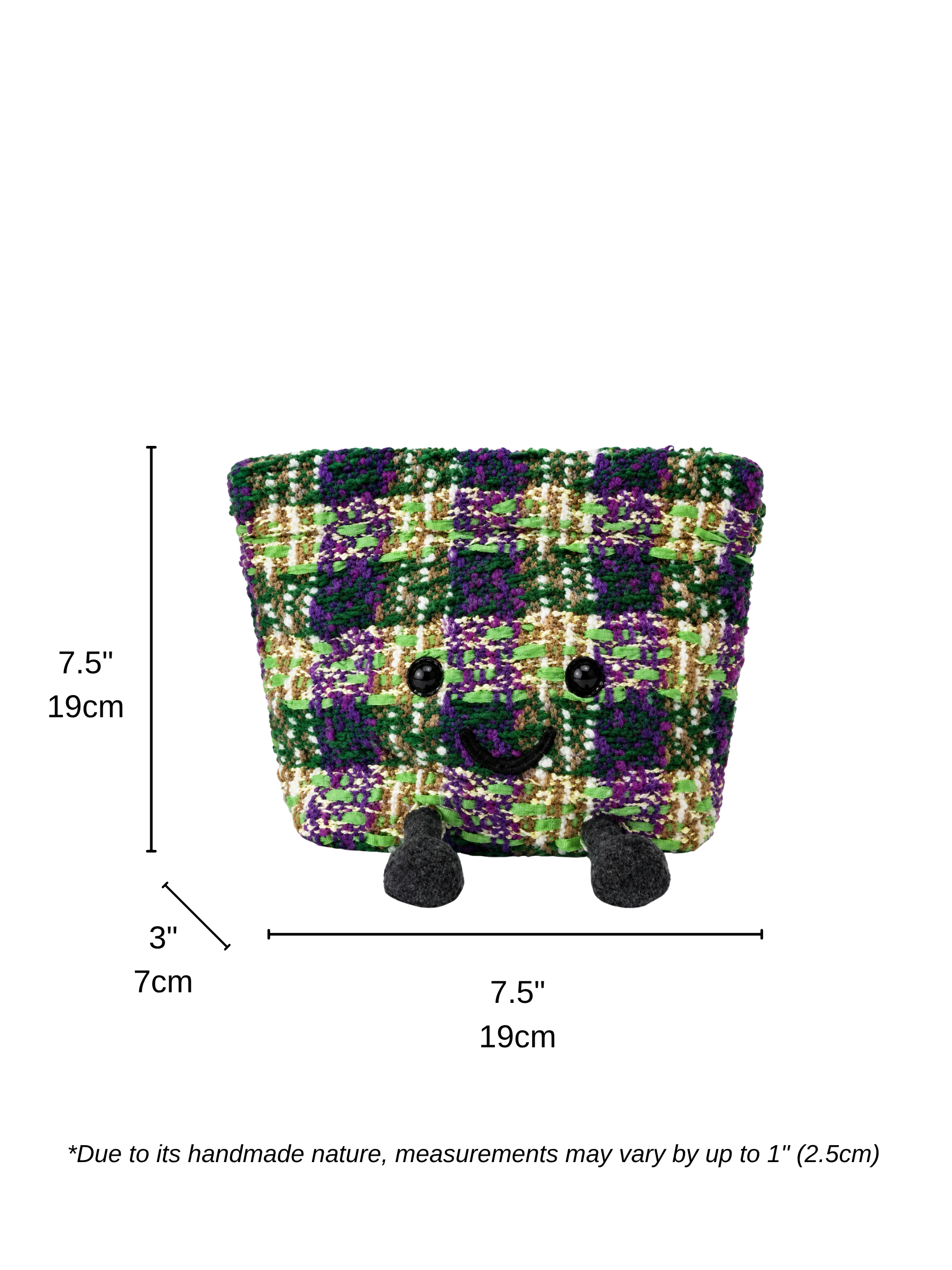 Jellykin 18 Plaid Shopping Bag in Avocado — Size Reference