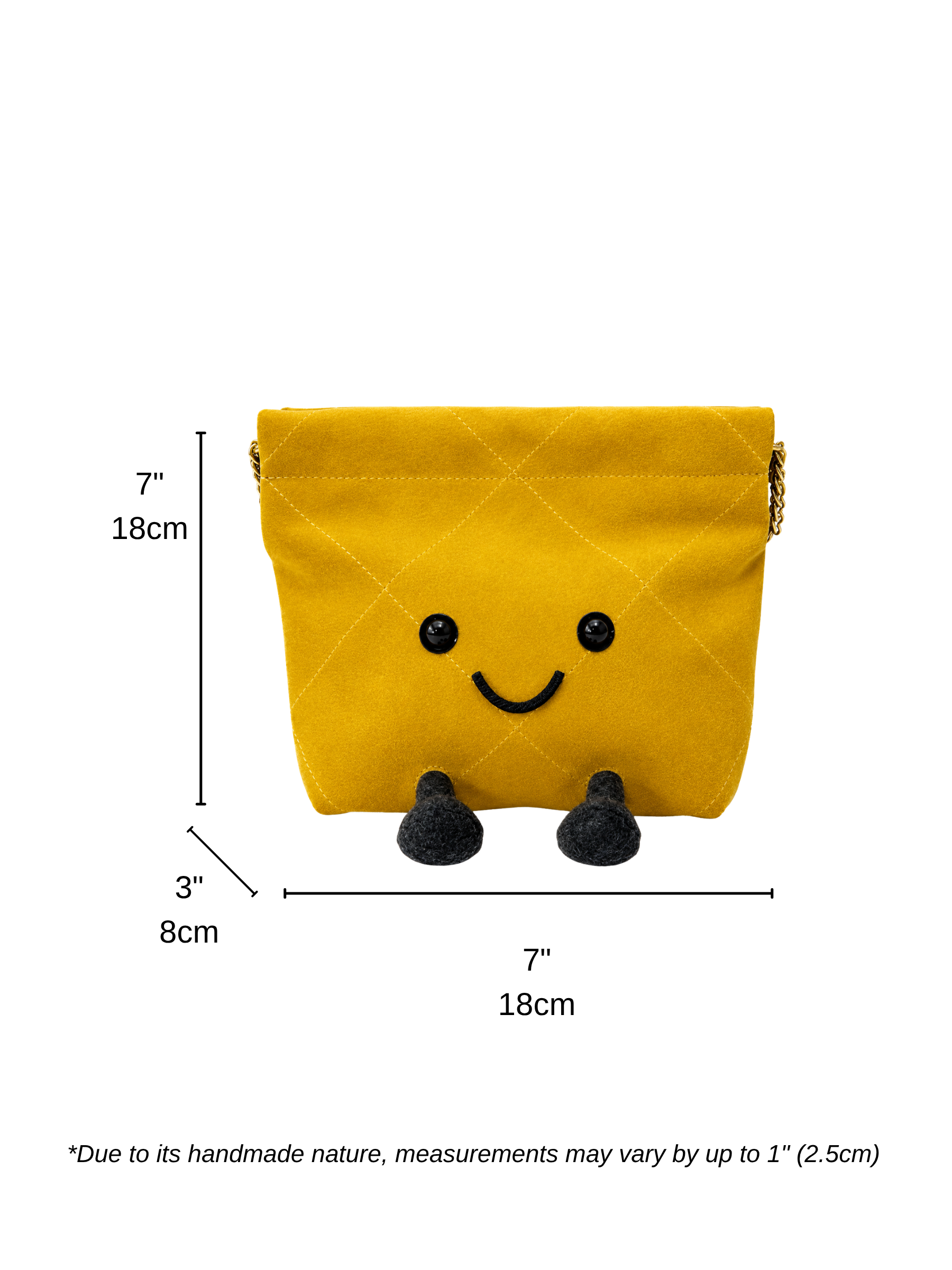 Jellykin 18 Suede Shopping Bag in Mustard — Size Reference