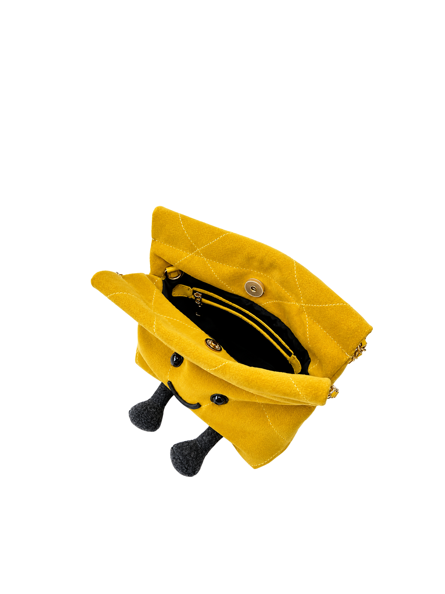 Jellykin 18 Suede Shopping Bag in Mustard — Interior View