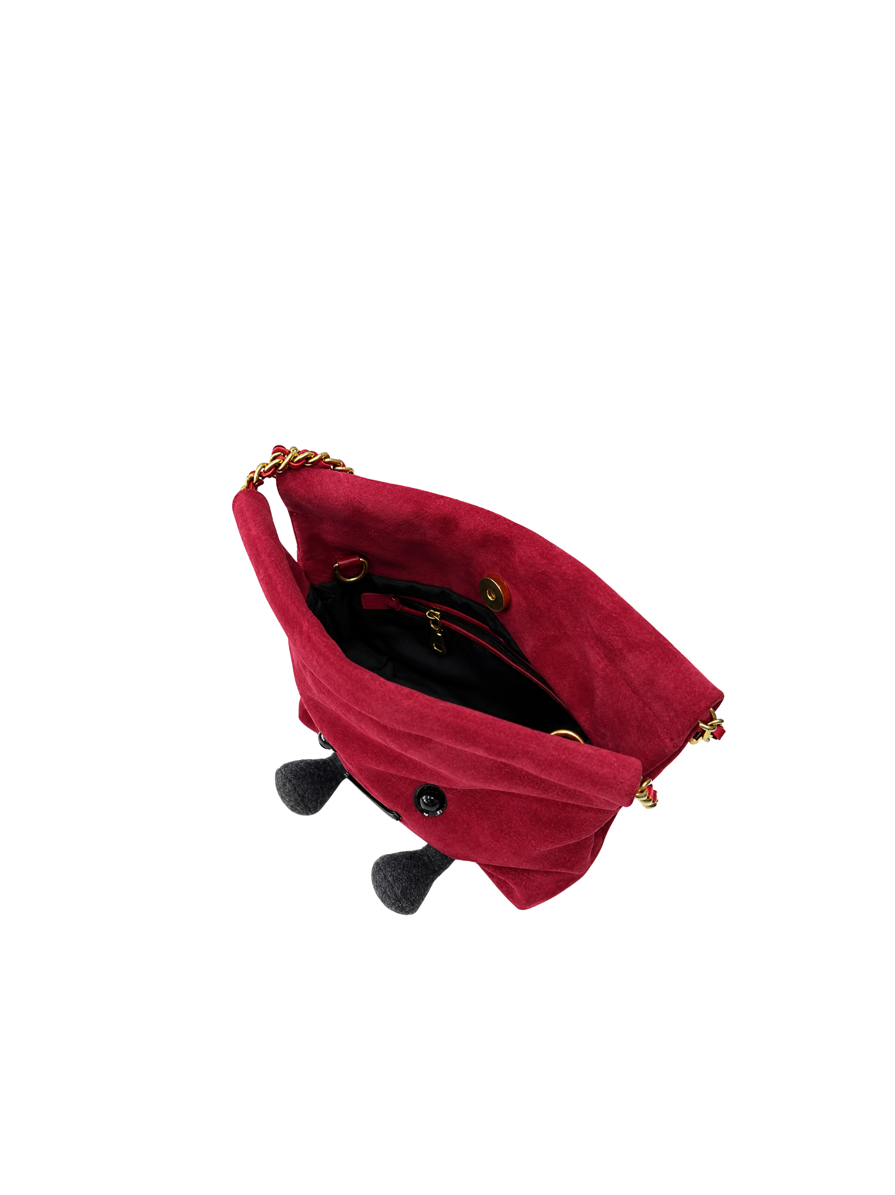Jellykin 18 Suede Shopping Bag in Wine — Interior View