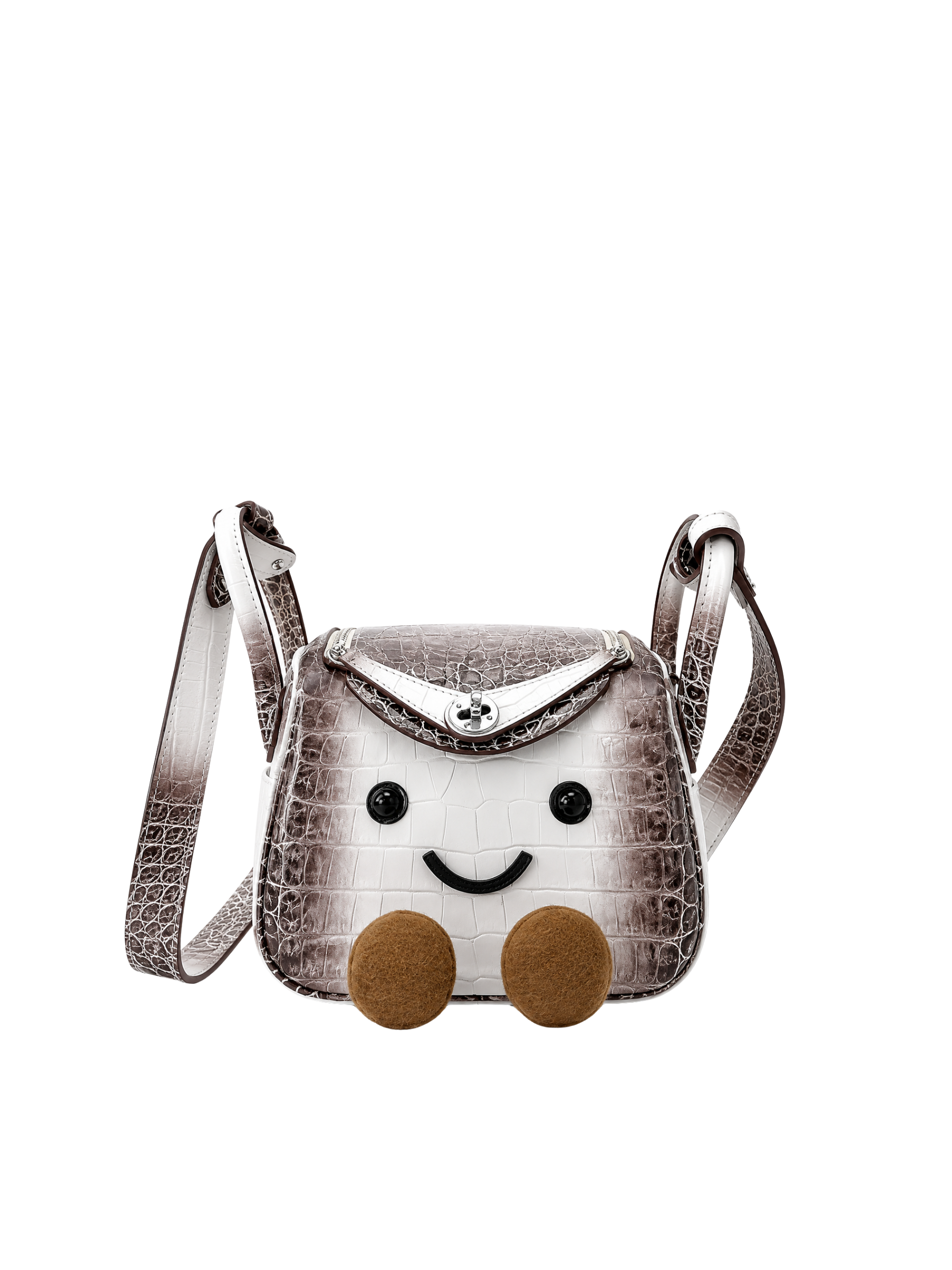 Jellykin 18 Croc Leather Supple Bag in Himalaya — Front View