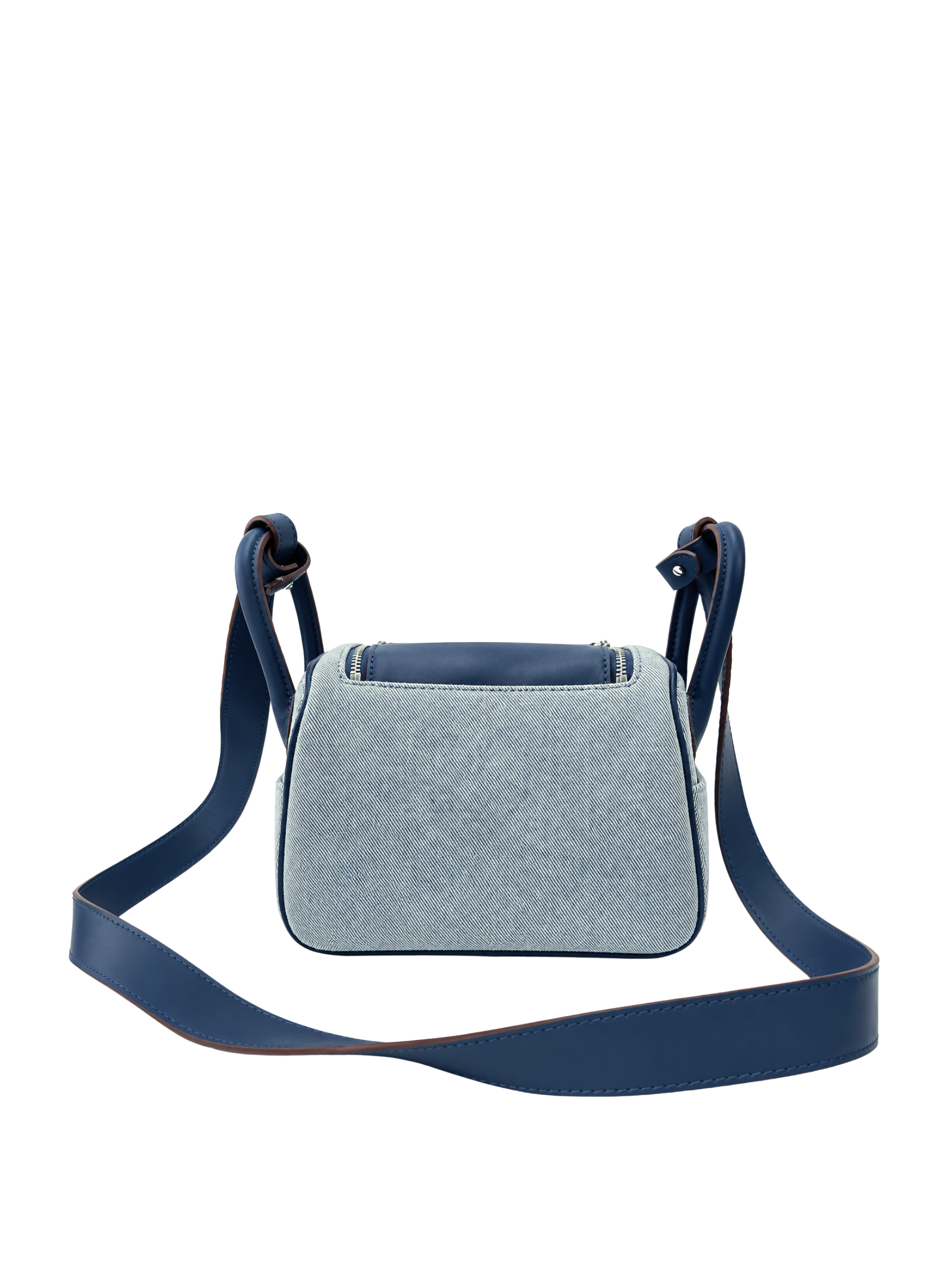 Jellykin 19 Denim Calf Leather-Trim Supple Bag in Blue Marshmallow, back view