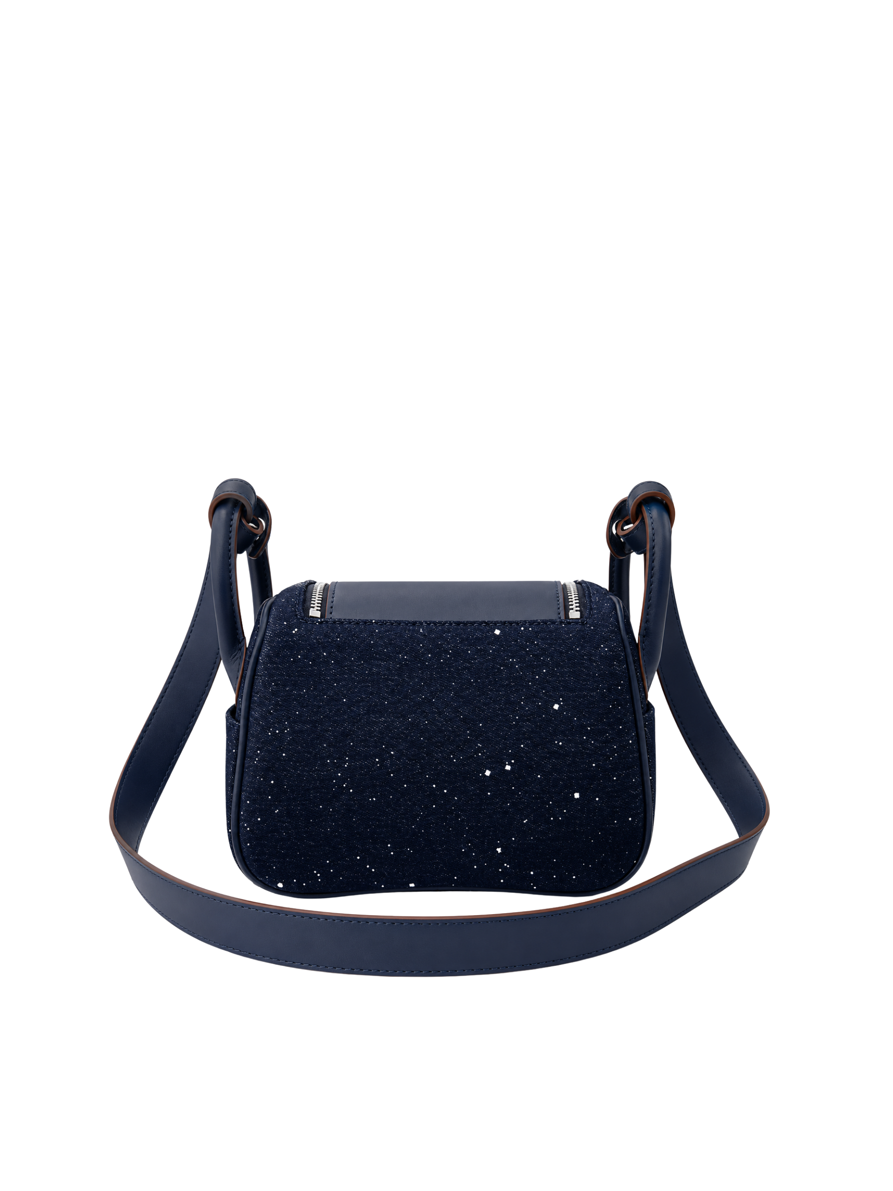 Jellykin 18 Denim Leather Trim Supple Bag in Blueberry — Back View