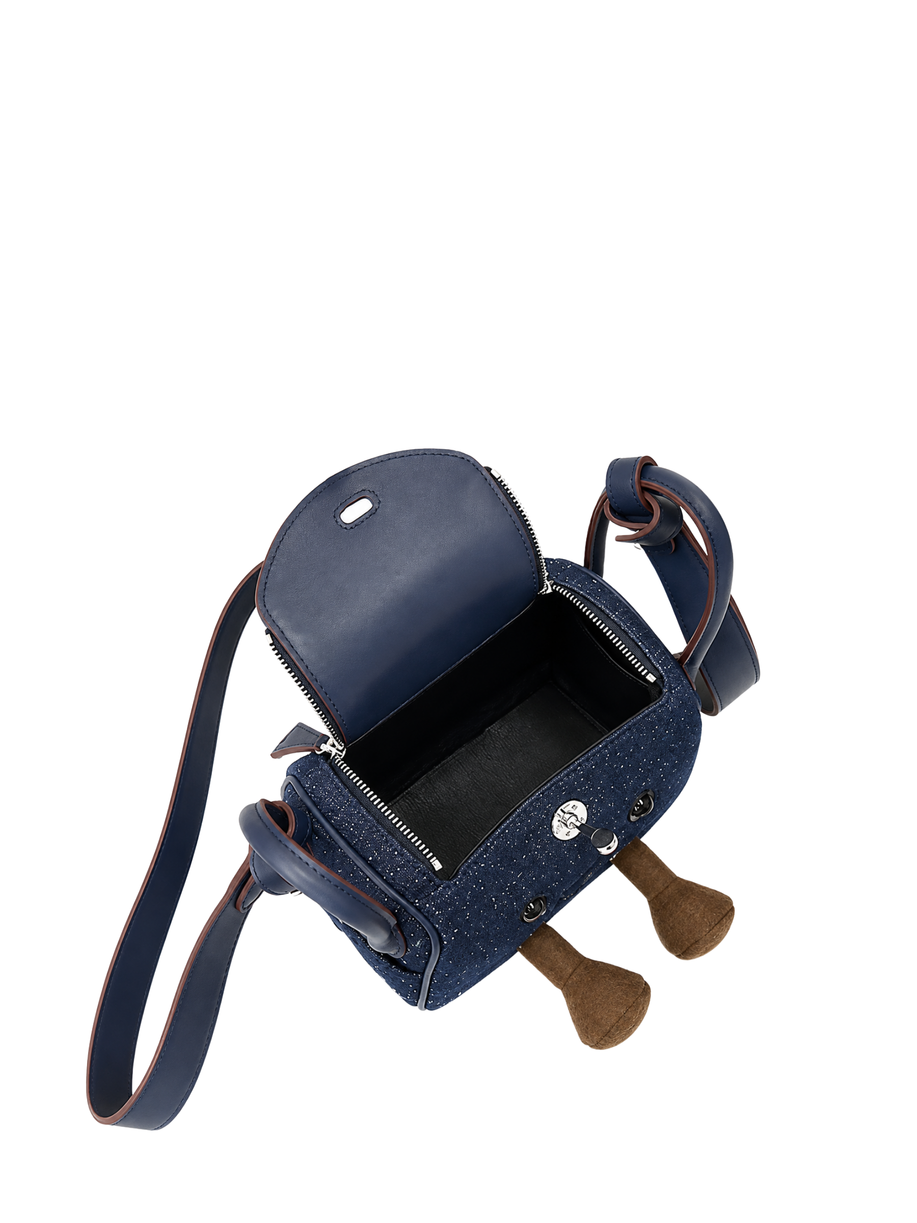 Jellykin 19 Denim Calf Leather-Trim Supple Bag in Blueberry, interior view