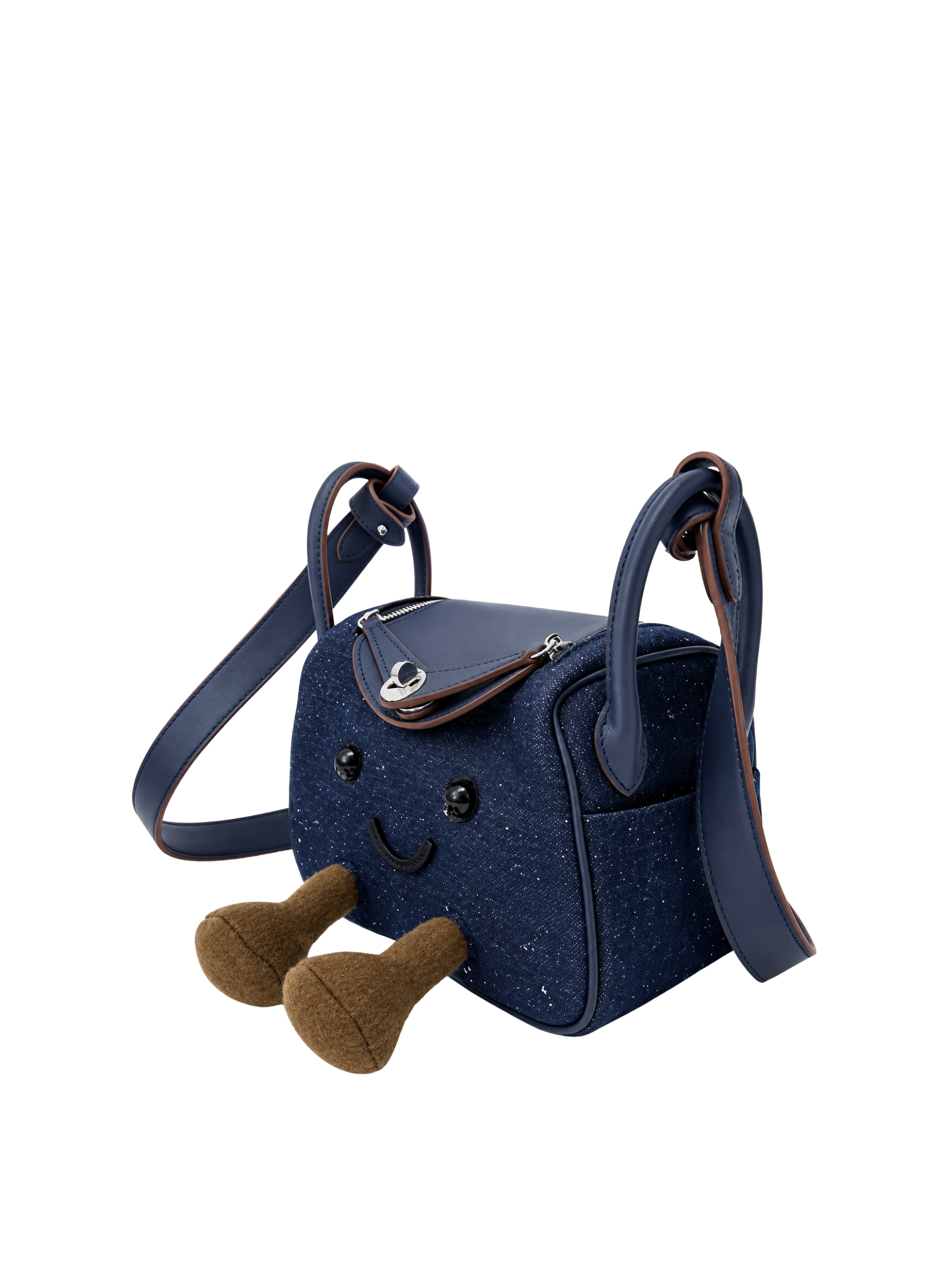 Jellykin 18 Denim Leather Trim Supple Bag in Blueberry — Side View