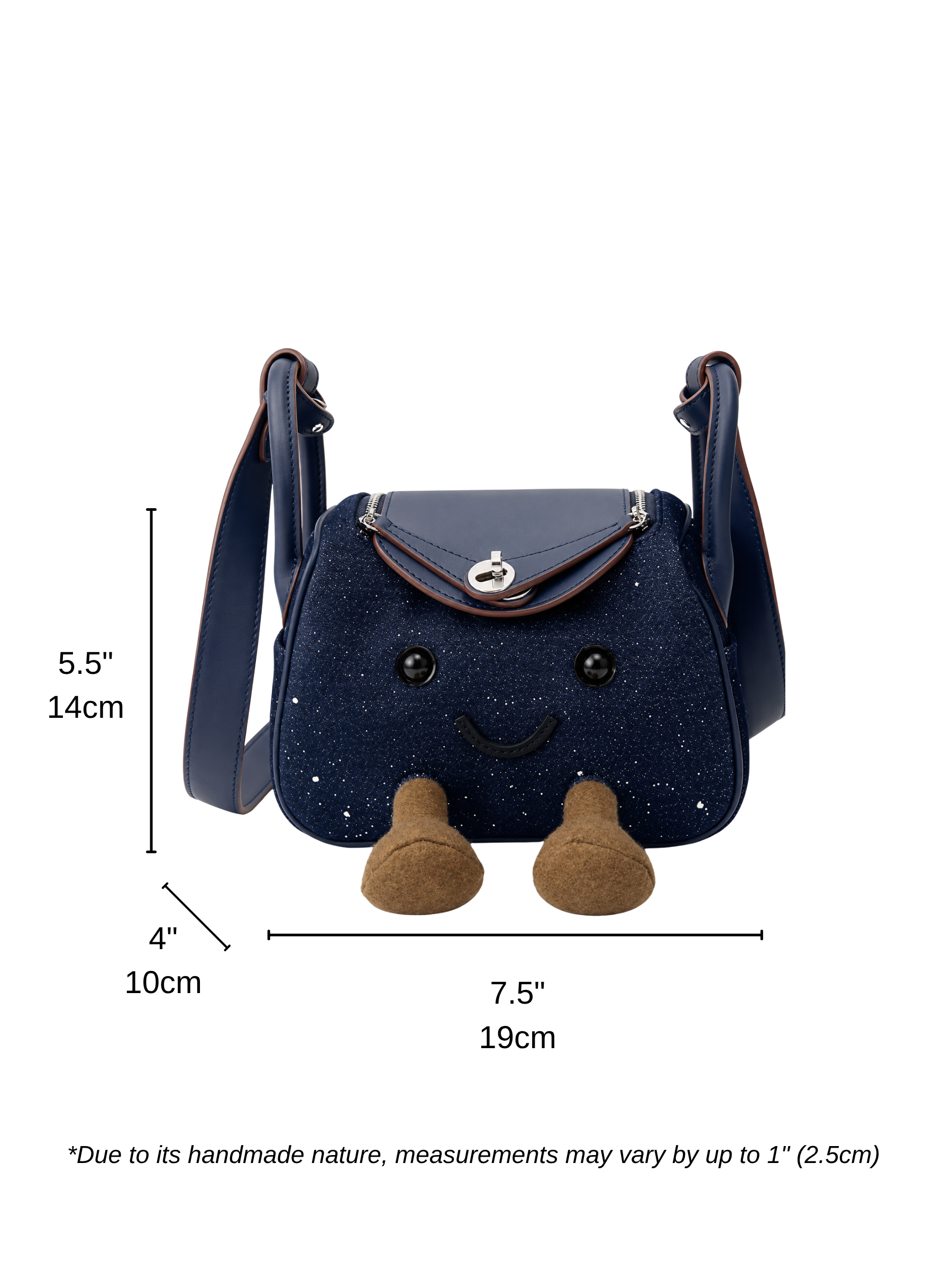 Jellykin 18 Denim Leather Trim Supple Bag in Butter — Size Reference