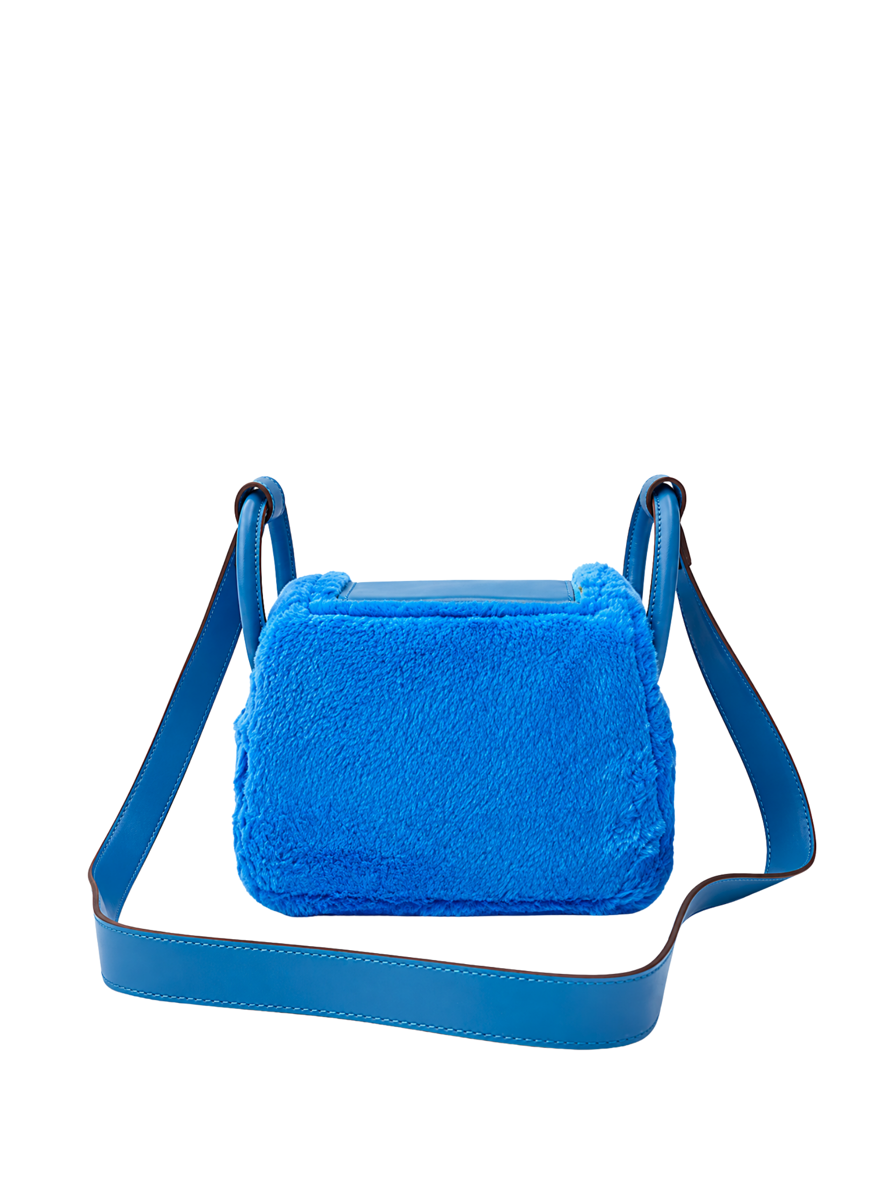 Jellykin 19 Faux Fur Calf Leather-Trim Supple Bag in Blue Lollipop, back view