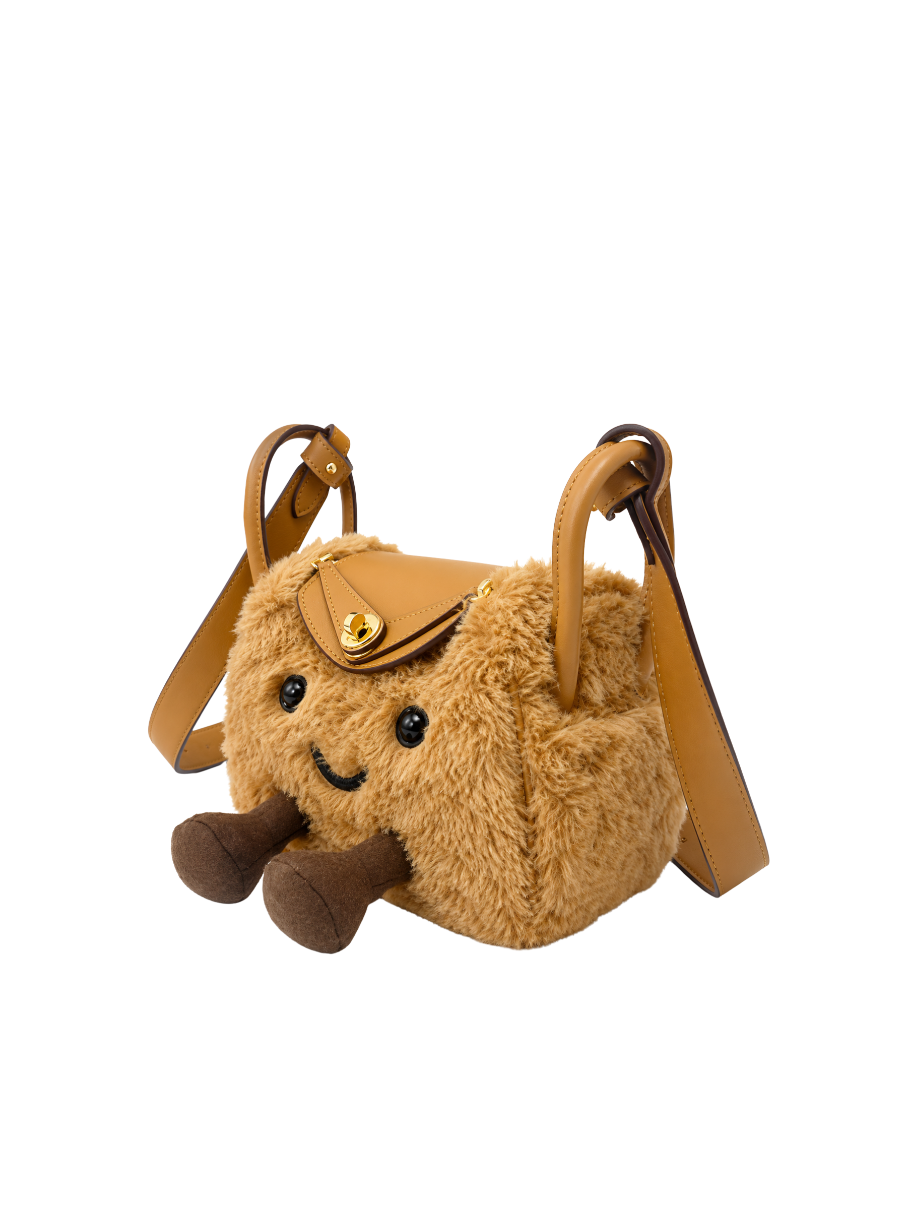 Jellykin 18 Faux Fur Supple Bag in Cookie — Side View