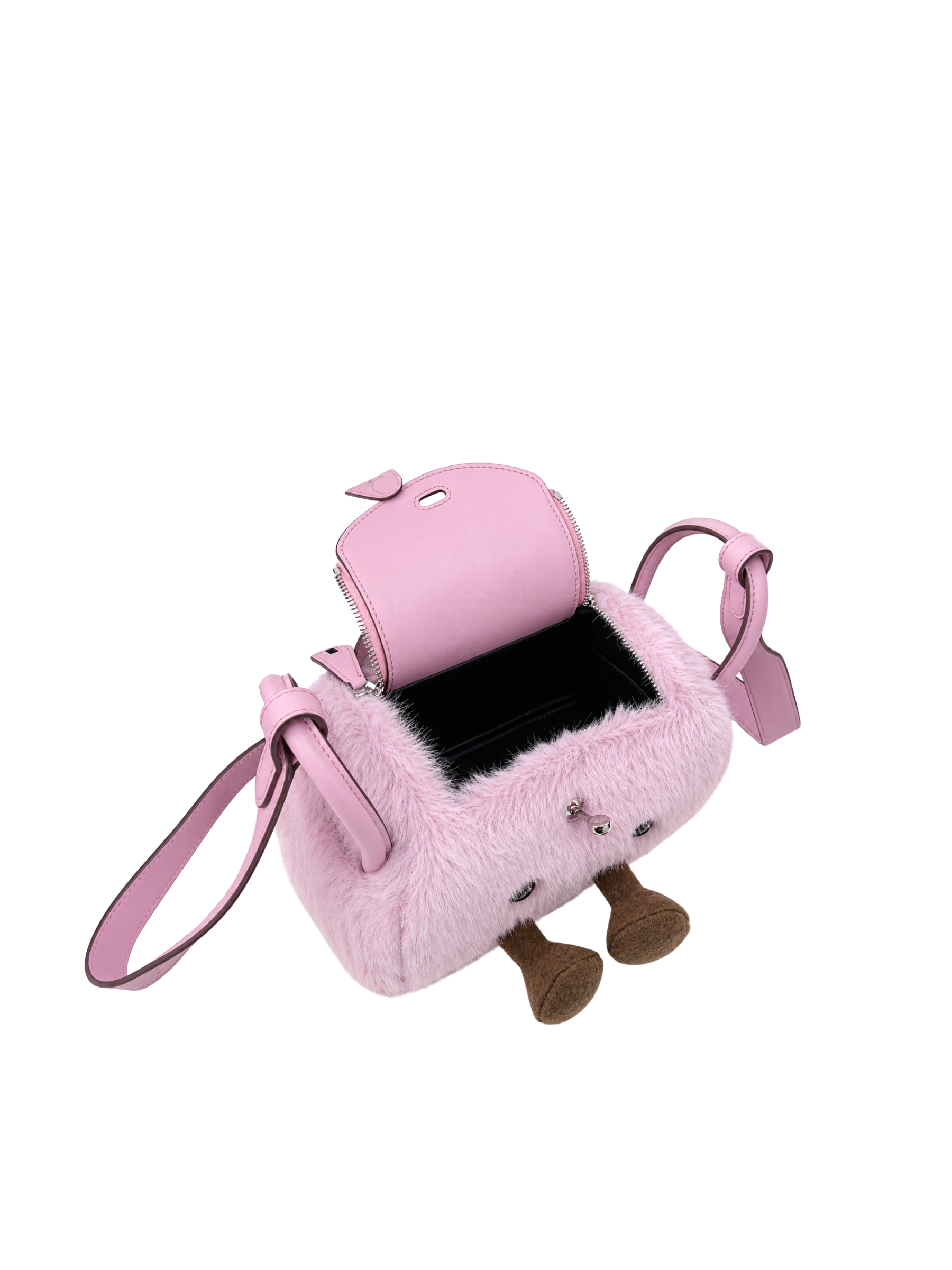 Jellykin 18 Faux Fur Supple Bag in Ube — Interior View