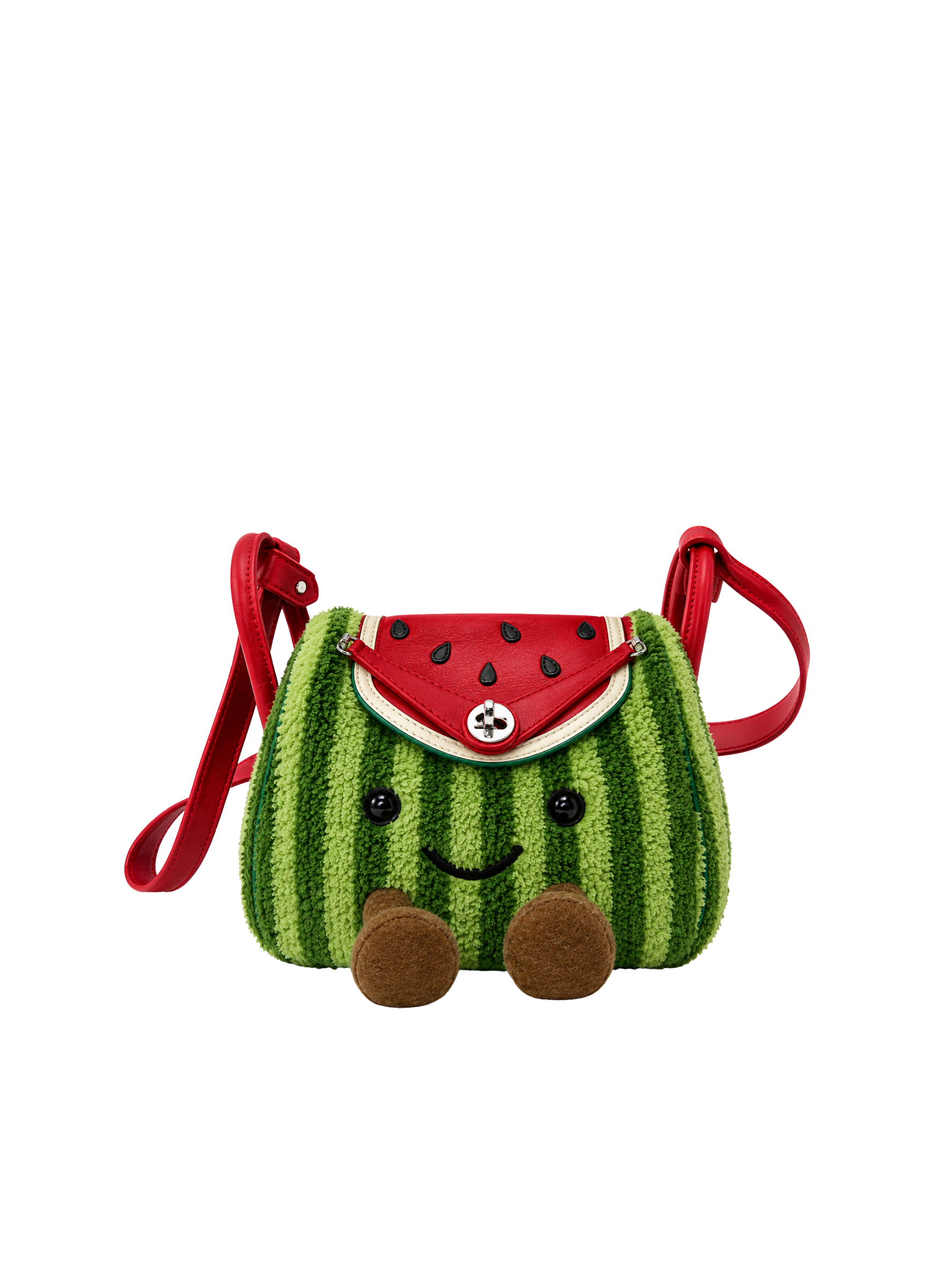 Jellykin 18 Faux Fur Supple Bag in Watermelon — Front View