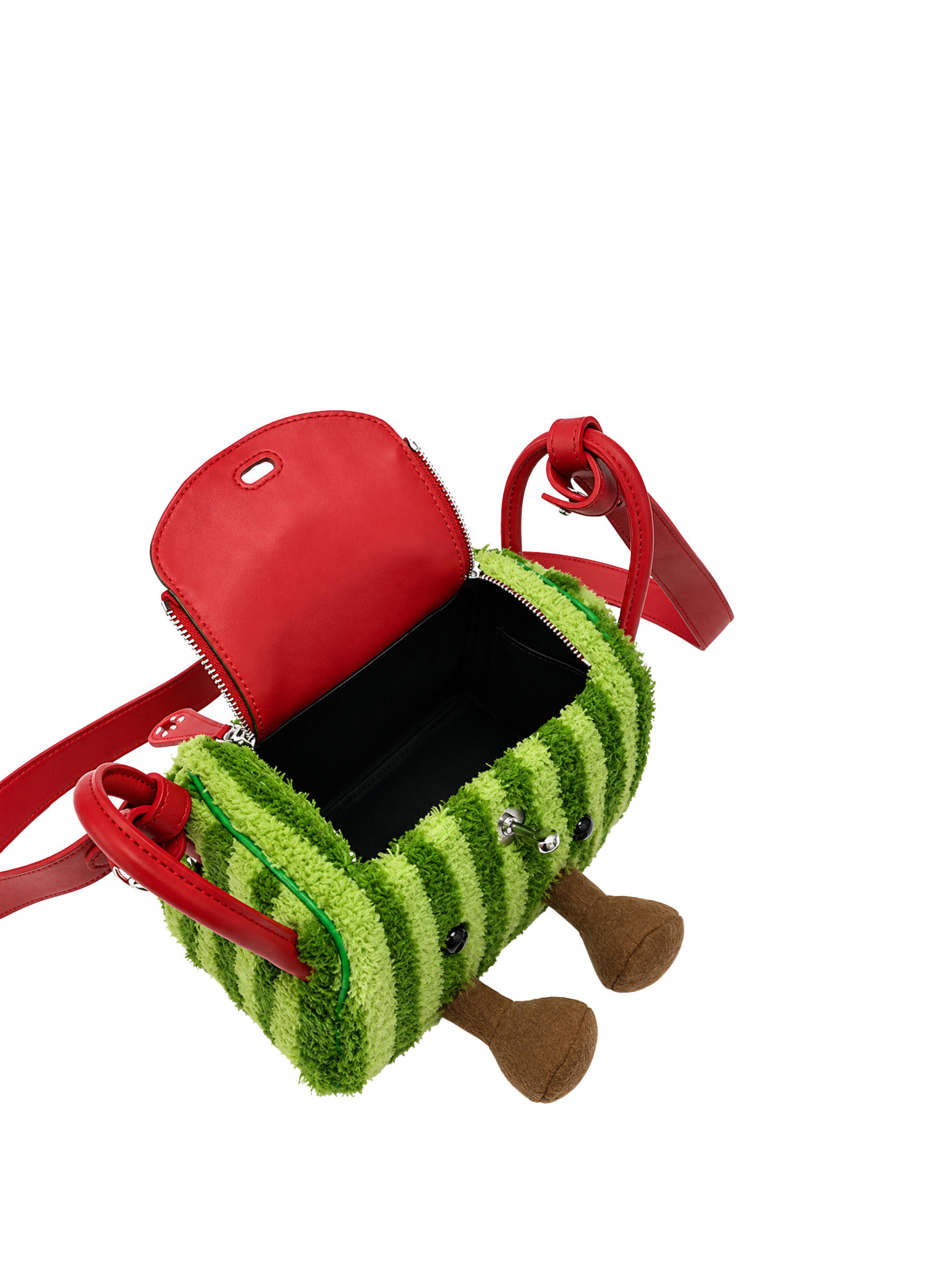Jellykin 18 Faux Fur Supple Bag in Watermelon — Interior View