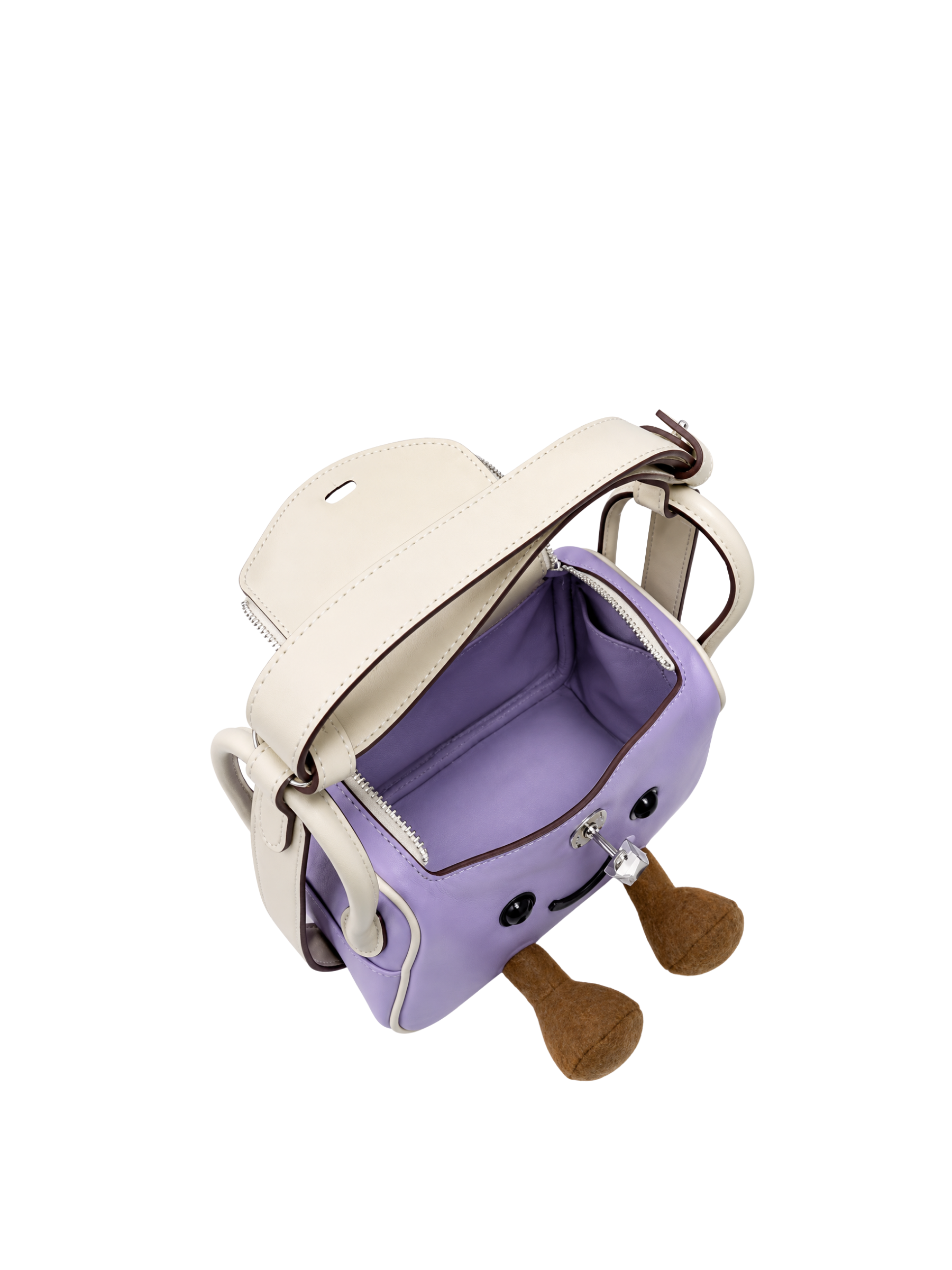 Jellykin 18 Lamb Leather Supple Bag in Ube — Interior View
