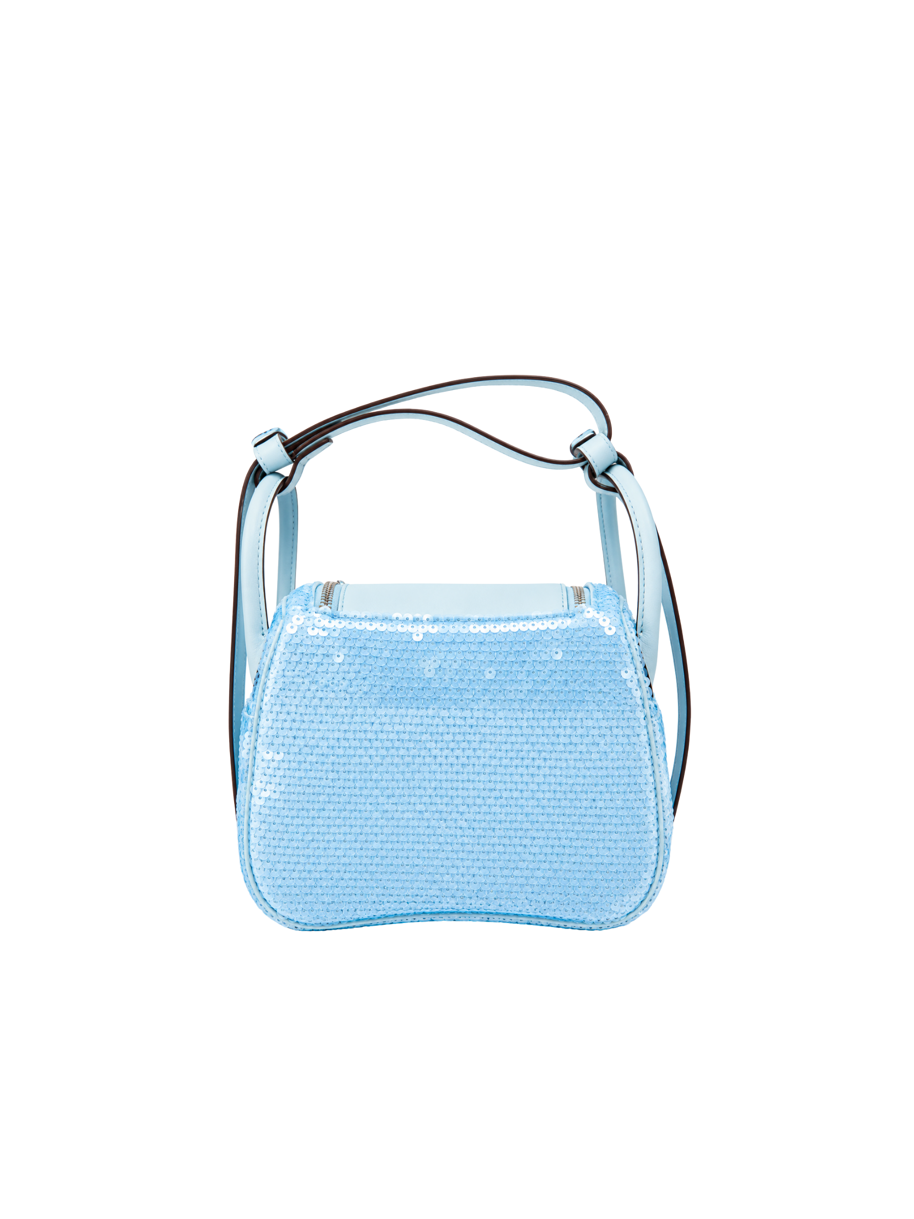 Jellykin 19 Sequin Calf Leather-Trim Supple Bag in Blue Marshmallow, back view