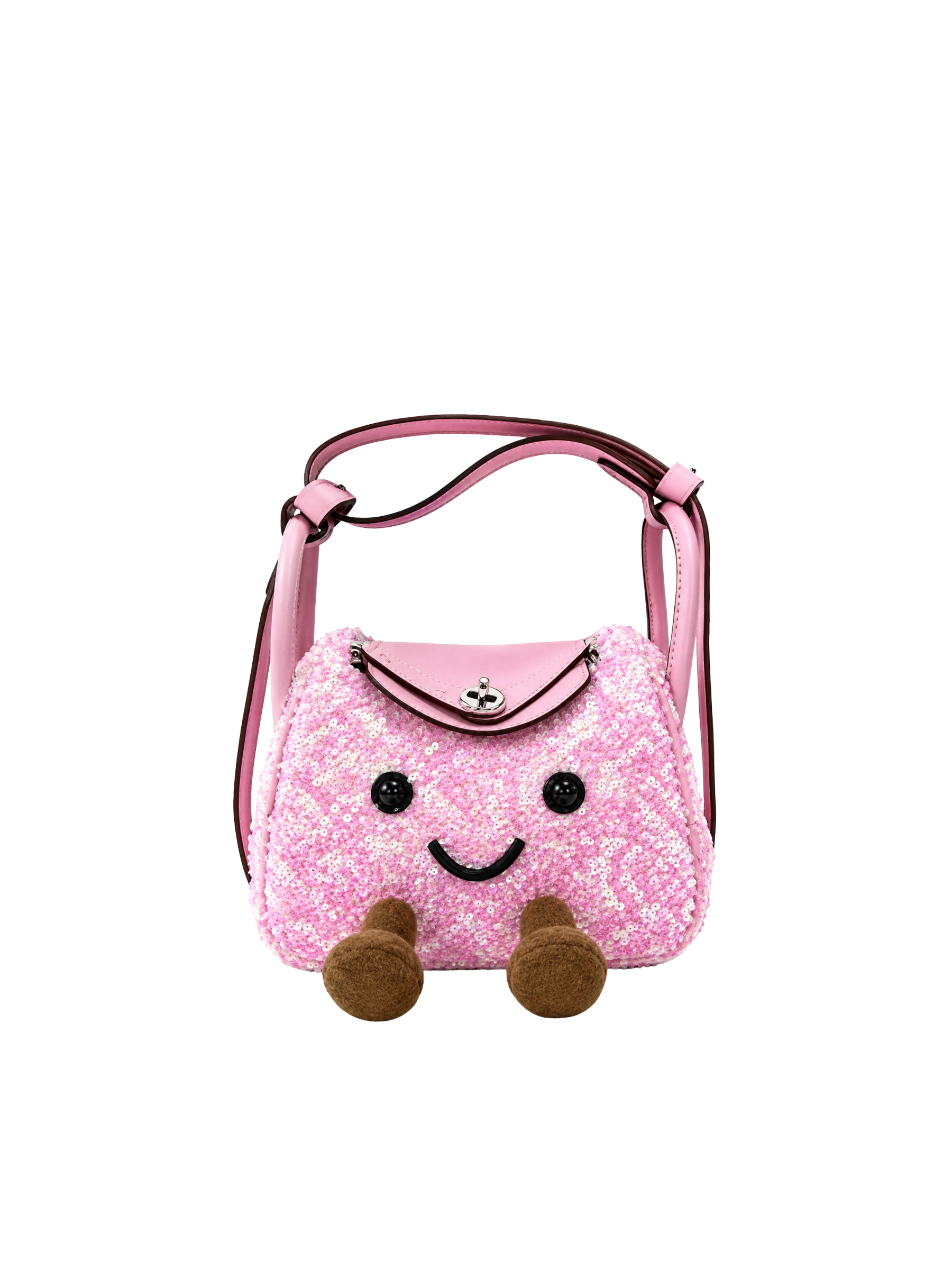 Jellykin 18 Sequin Leather Trim Supple Bag in Bubblegum — Front View