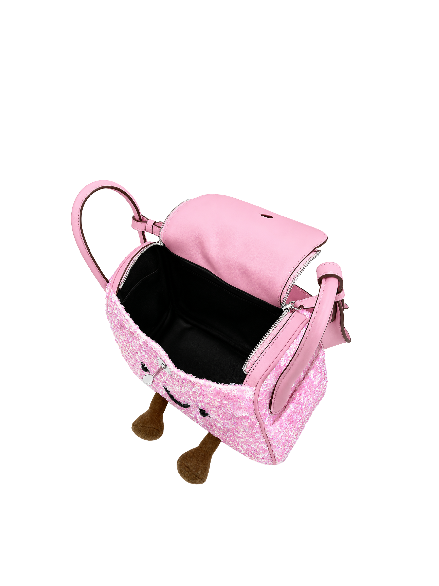 Jellykin 18 Sequin Leather Trim Supple Bag in Bubblegum — Interior View