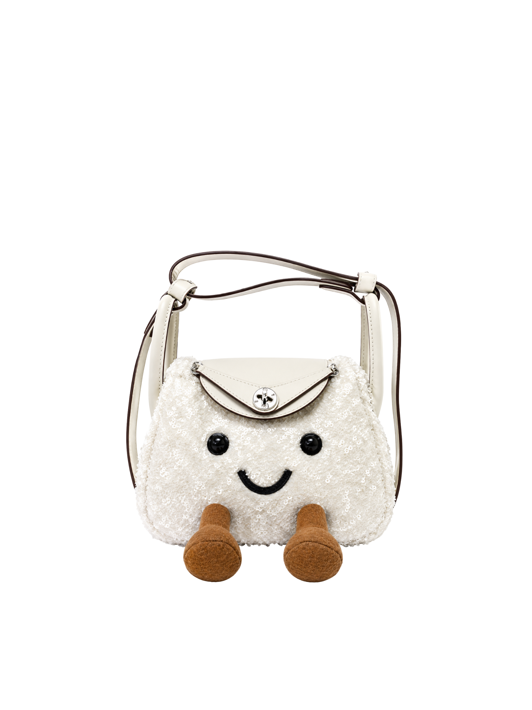 Jellykin 18 Sequin Leather Trim Supple Bag in Mochi — Front View