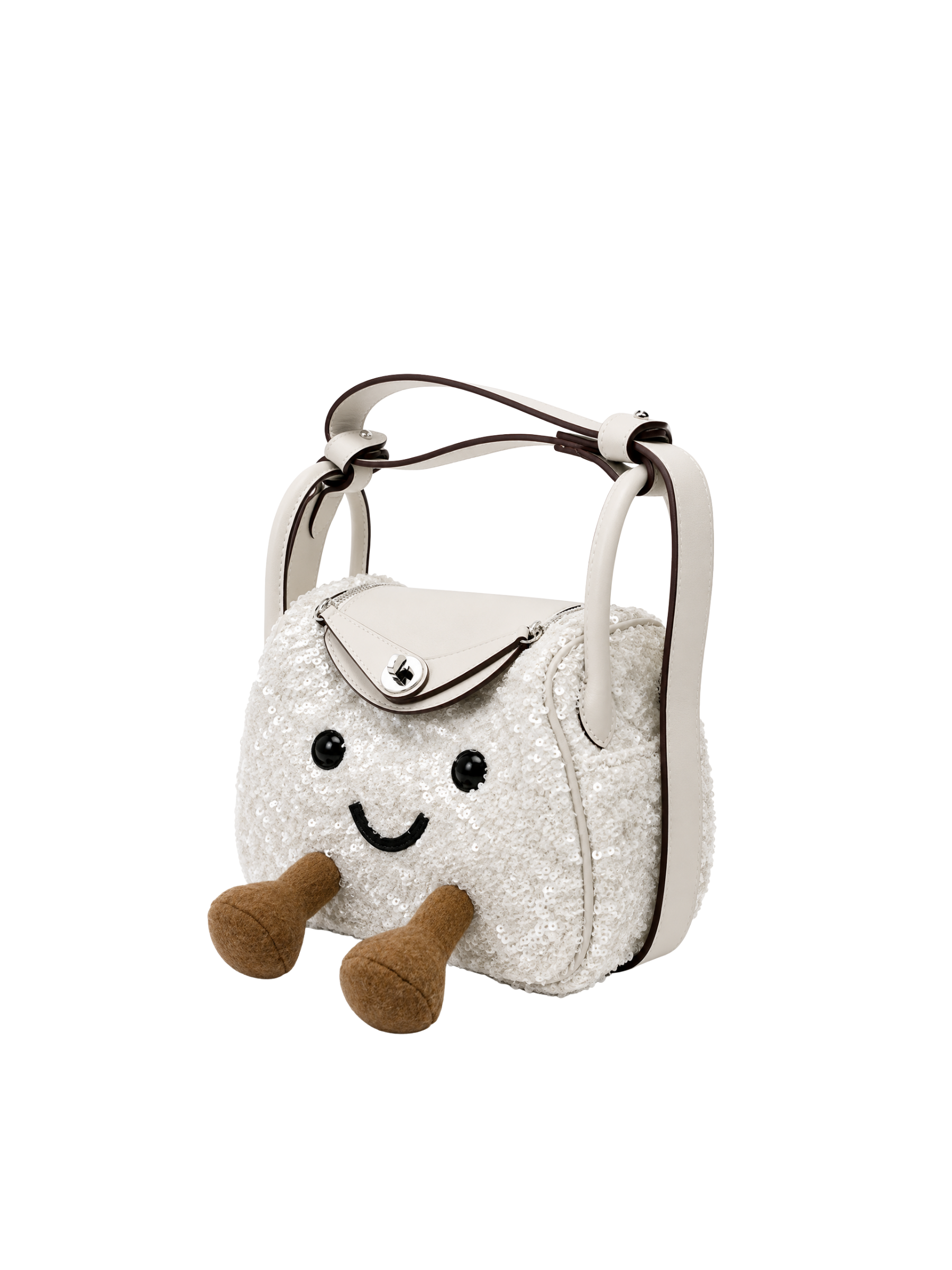 Jellykin 18 Sequin Leather Trim Supple Bag in Mochi — Side View