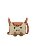 Jellykin 18 Woven Raffia Leather Trim Supple Bag in Tahini — Front View