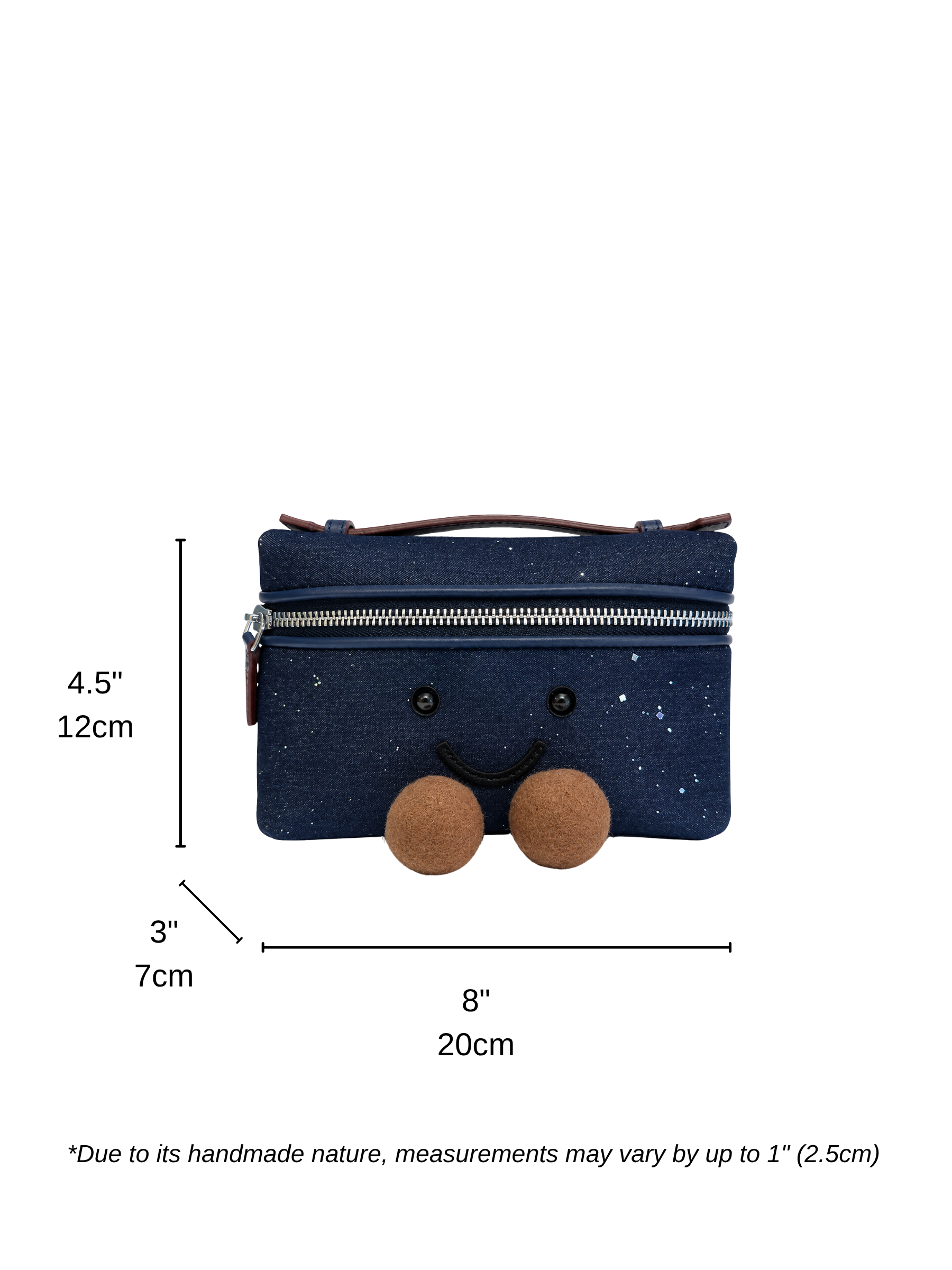 Jellykin 20 Denim Calf Leather-Trim Flat Vanity Bag in Blueberry — Size