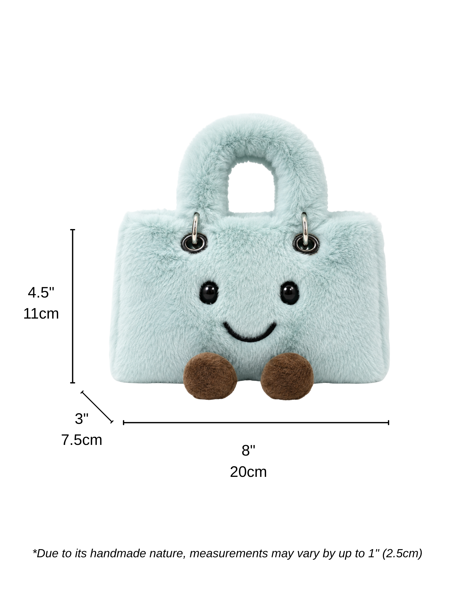 Jellykin 20 Faux Fur Lady Bag measurement guide