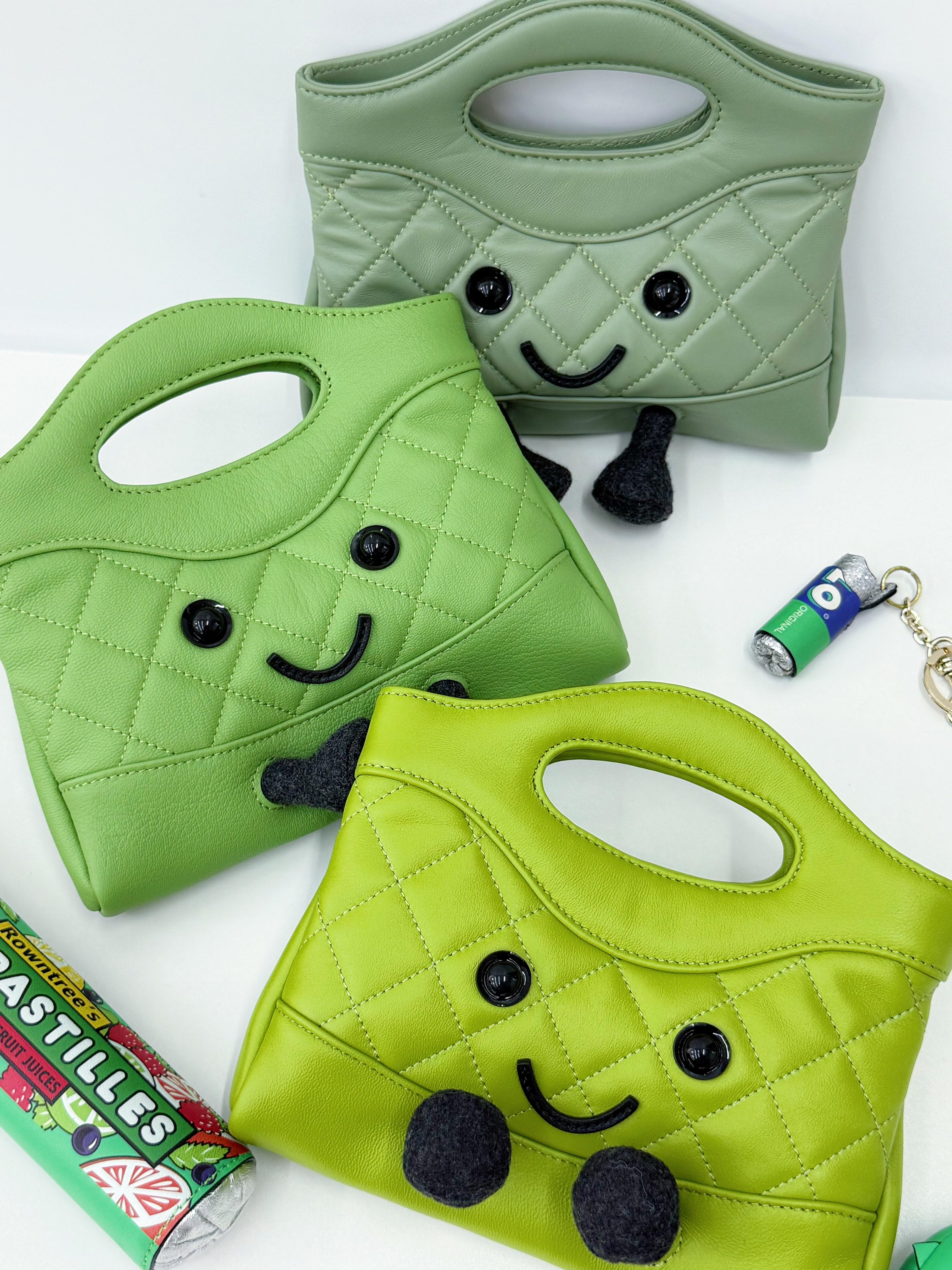Jellykin Green Leather Quilted Tote Bag - Detail 1