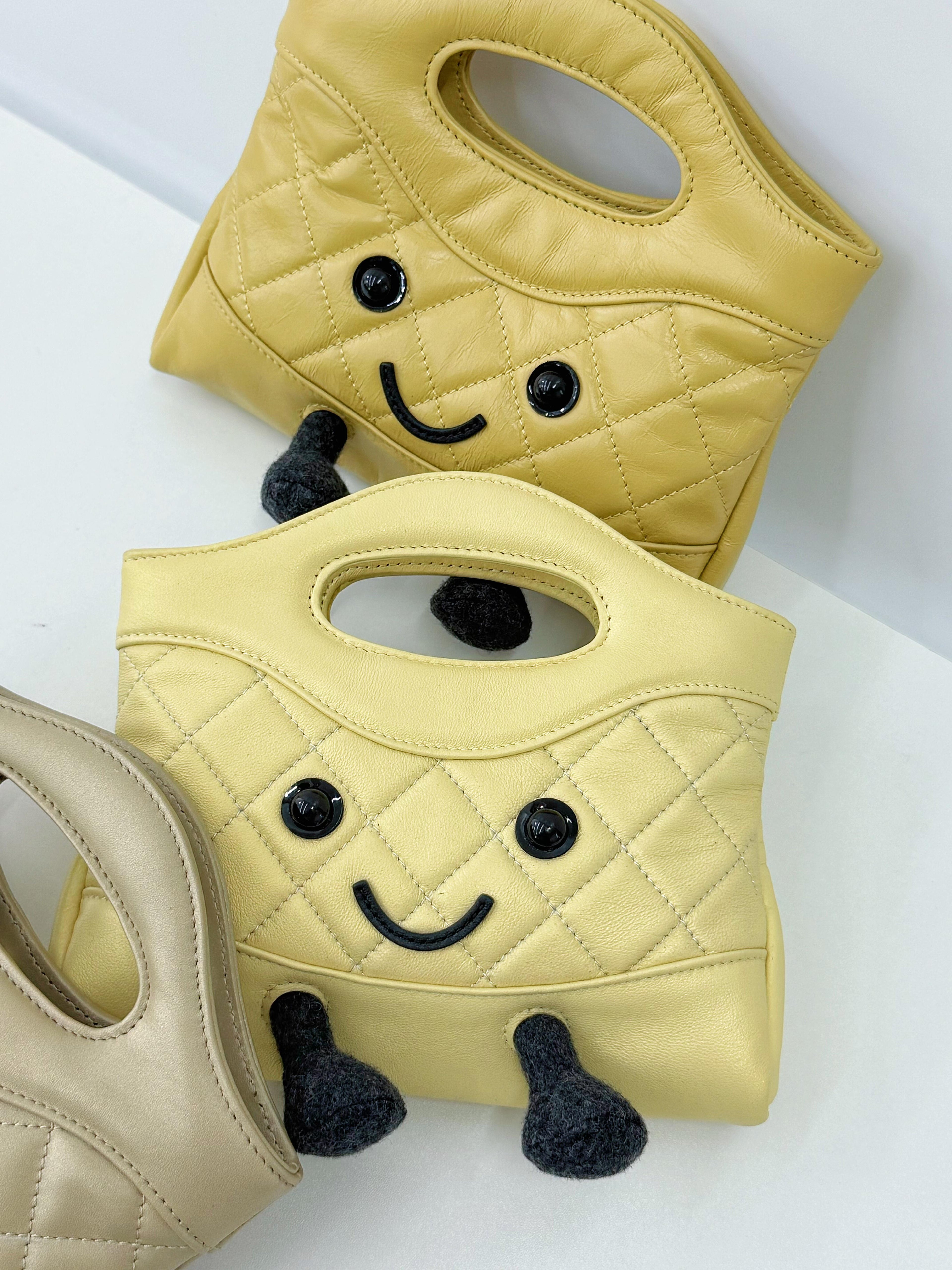 Jellykin Yellow Leather Quilted Tote Bag - Detail 1