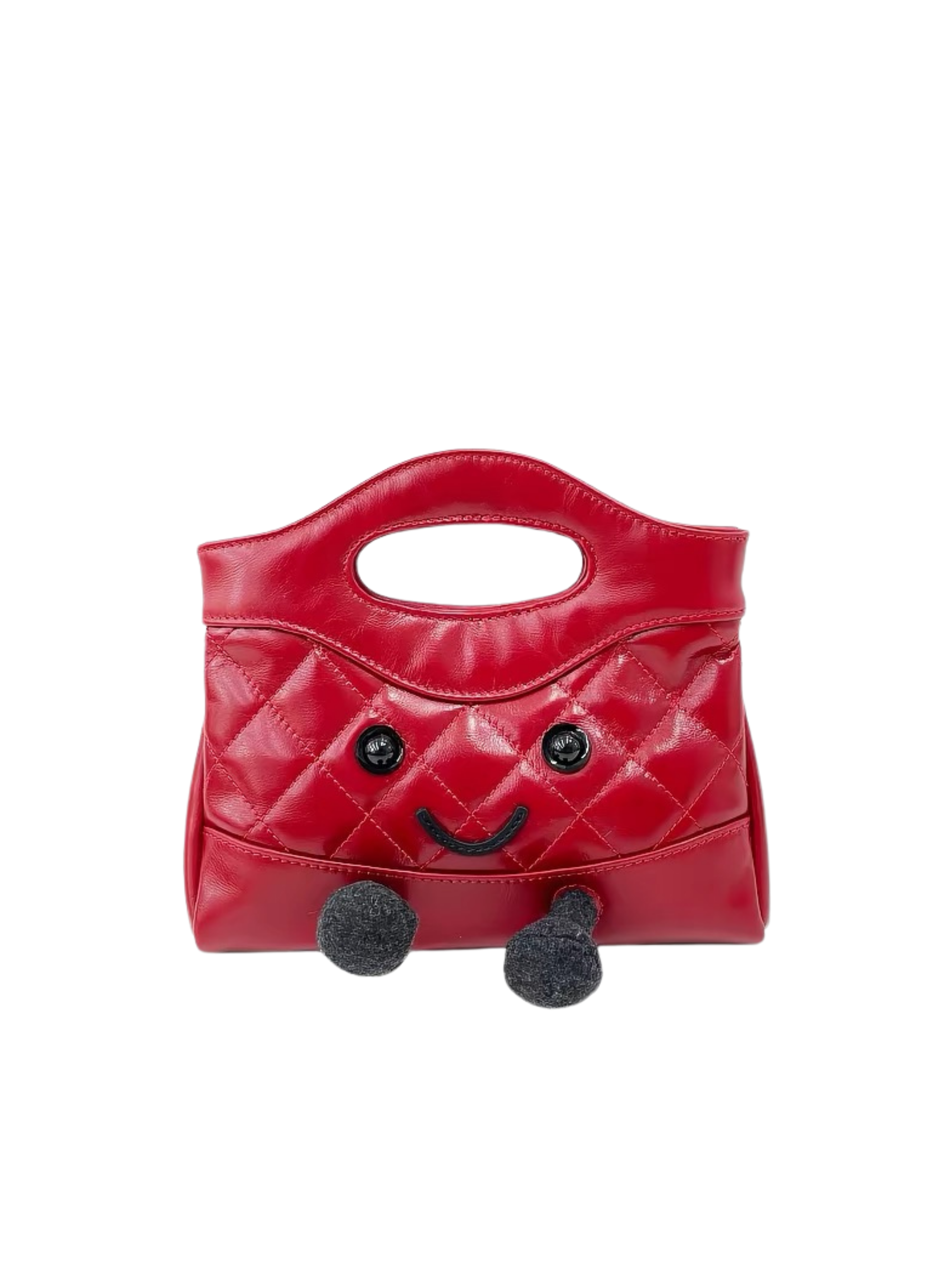 Jellykin Red Leather Quilted Tote Bag - Front