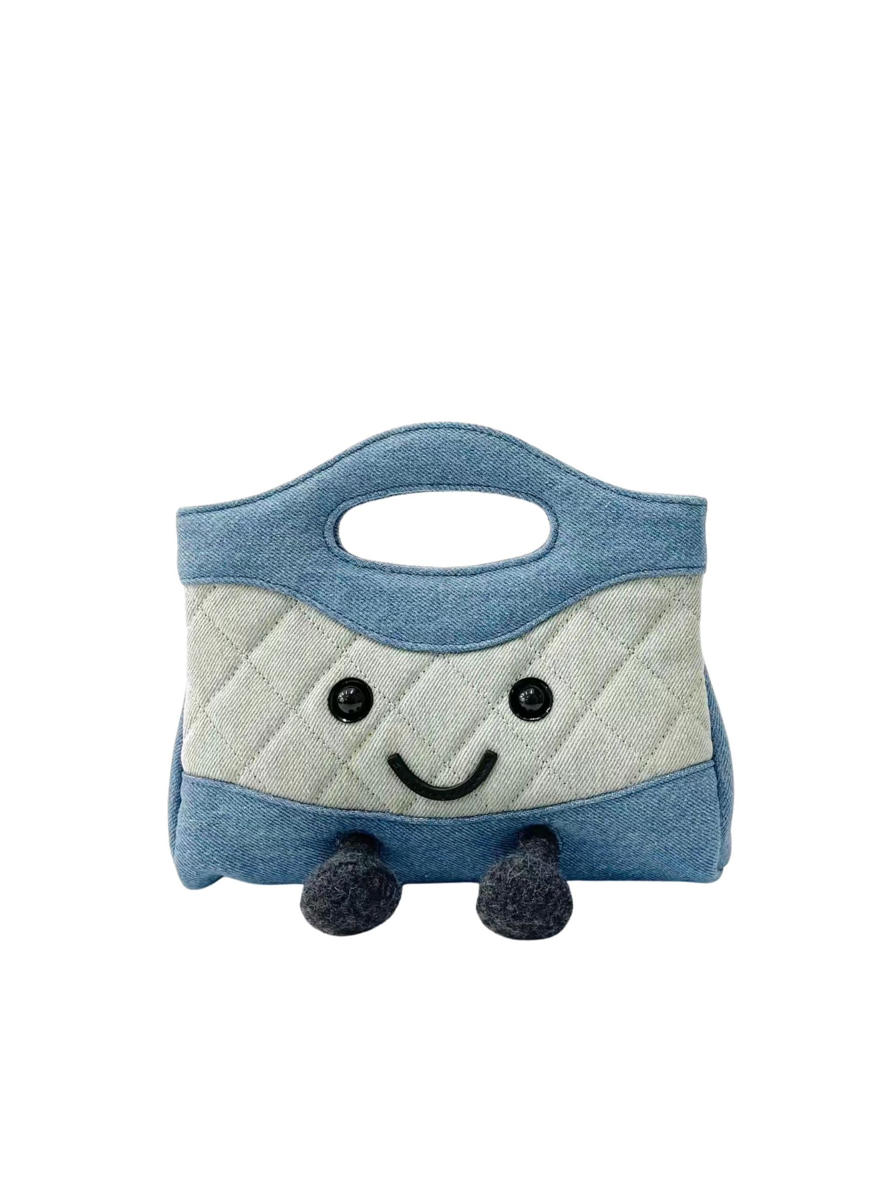 Jellykin Blue Denim Quilted Tote Bag - Front