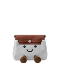 Jellykin 21 Faux Fur Calf Leather-Trim Clutch Bag in Mochi, front view