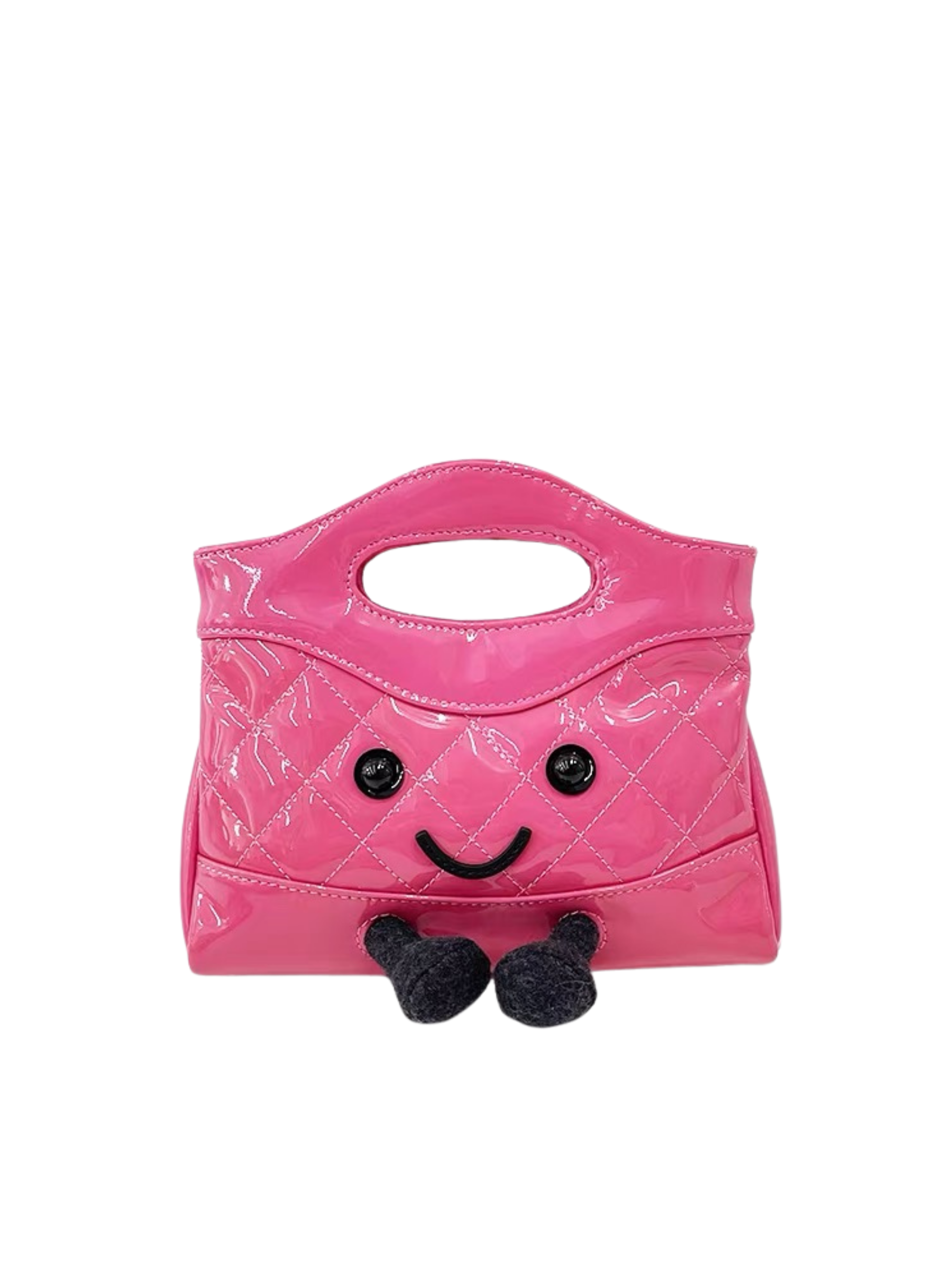 Jellykin Pink Patent Leather Quilted Tote Bag - Front