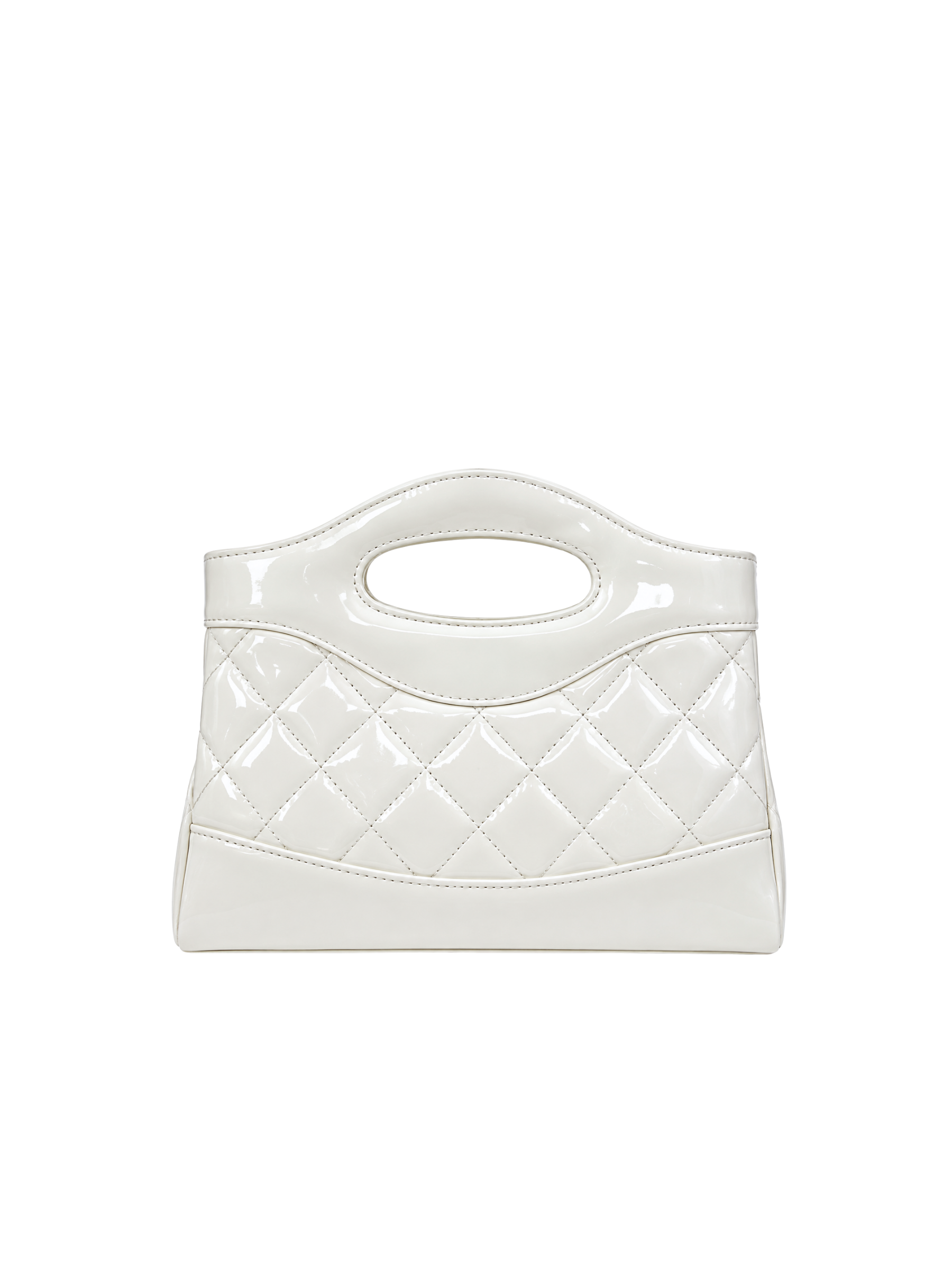 Jellykin 21 Patent Calf Leather Quilted Tote Bag in Milk, back view