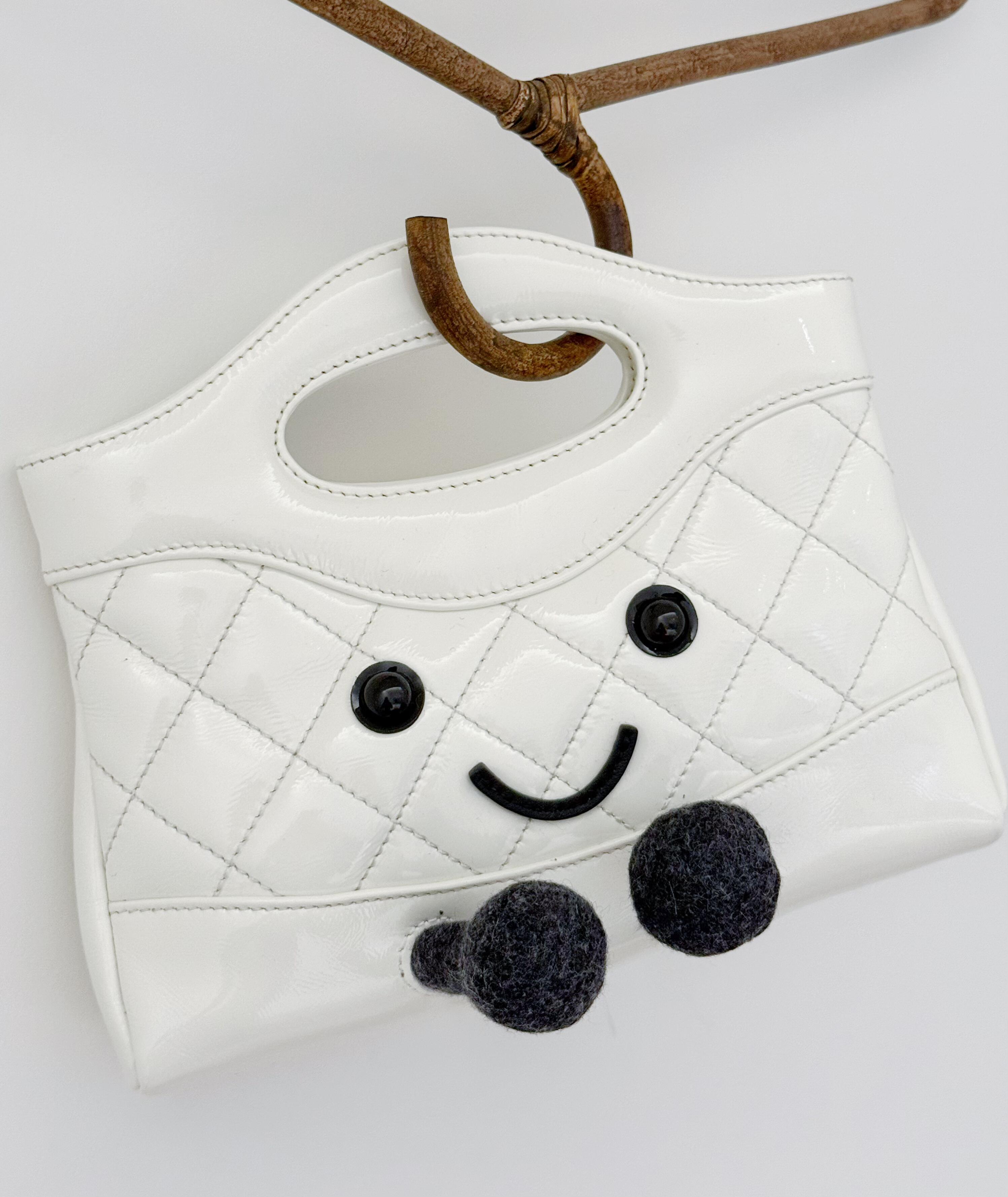 Jellykin White Patent Leather Quilted Tote Bag - Detail 1