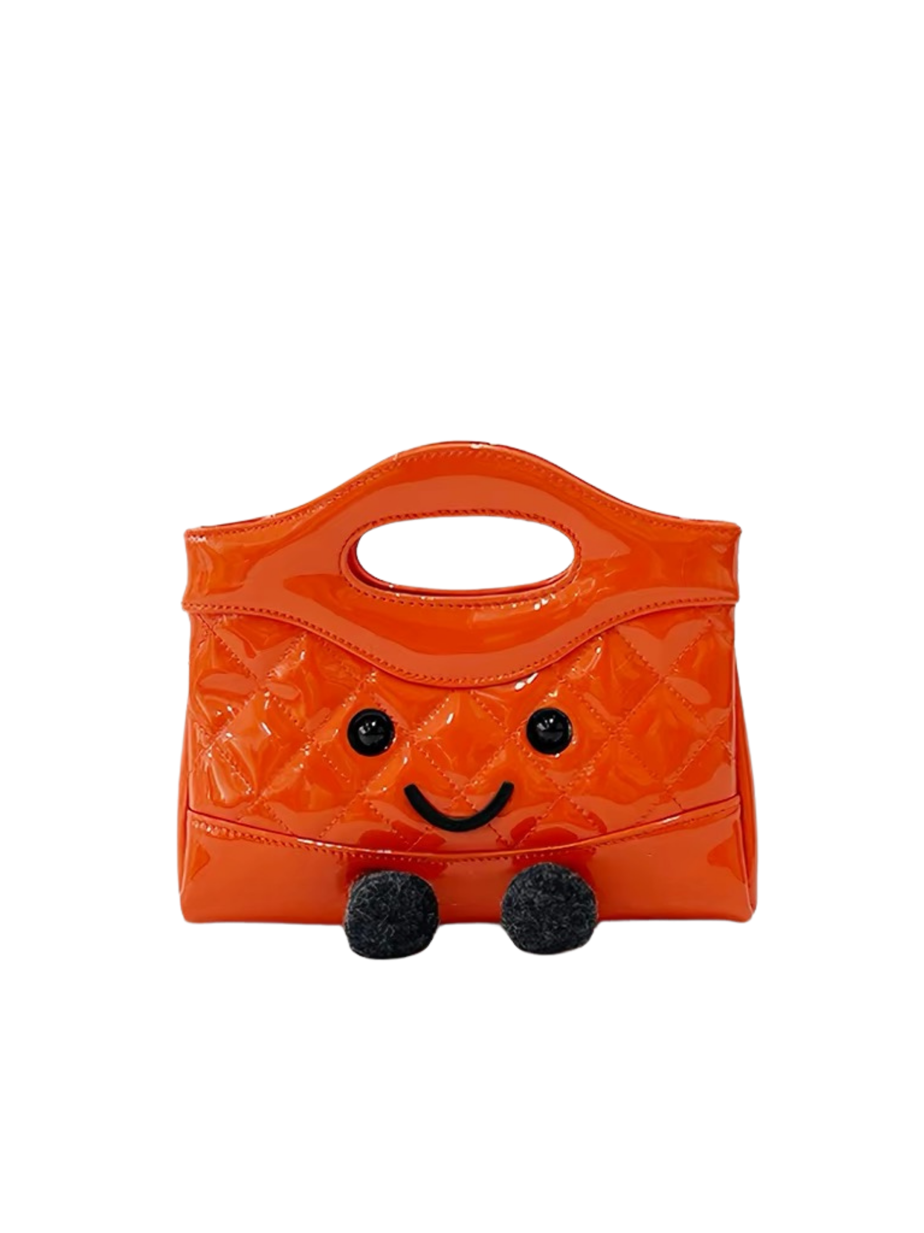 Jellykin Orange Patent Leather Quilted Tote Bag - Front