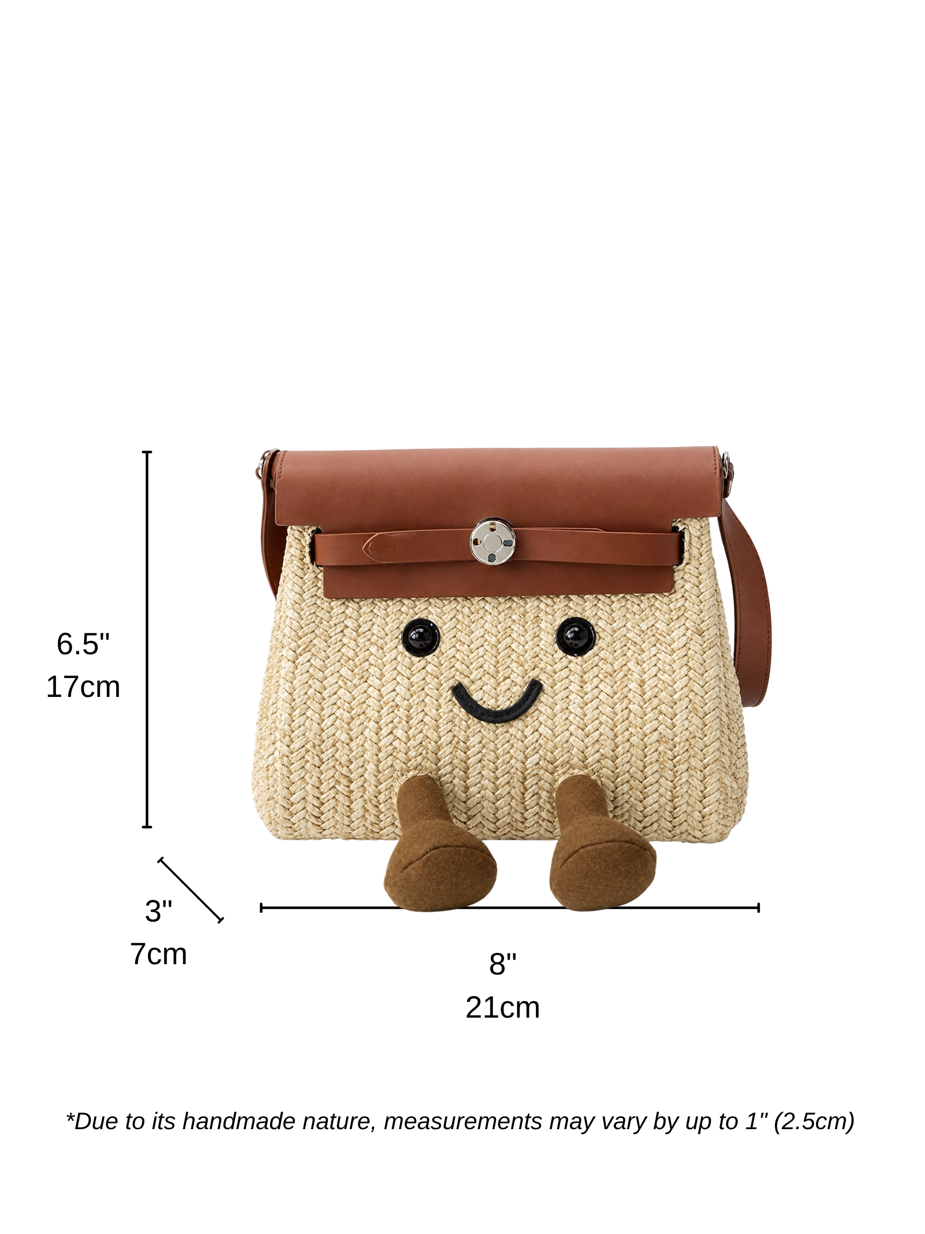 Jellykin 21 Woven Raffia Calf Leather-Trim Clutch Bag measurement guide
