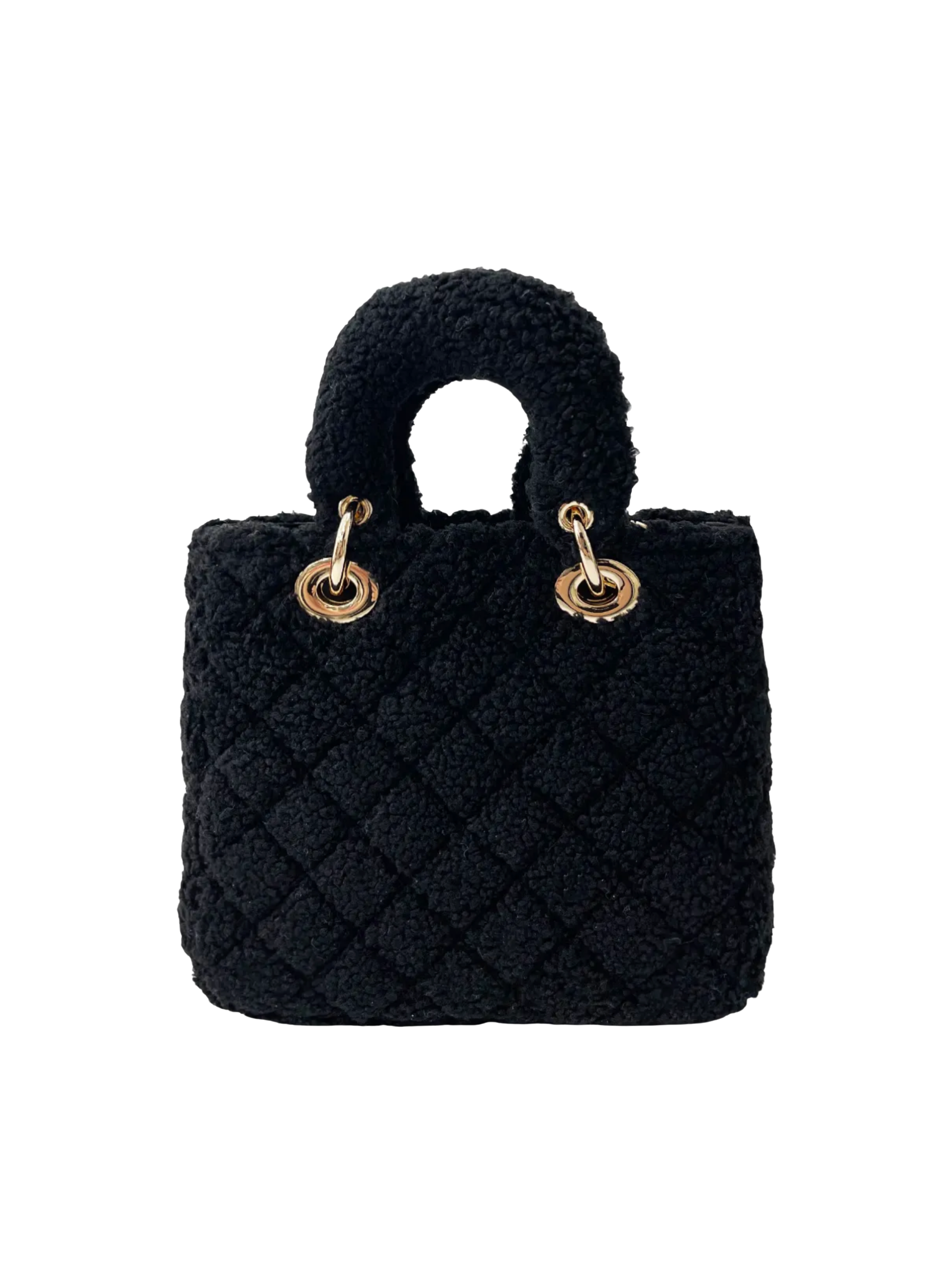 Jellykin 22 Faux Fur Lady Bag in Caviar, back view